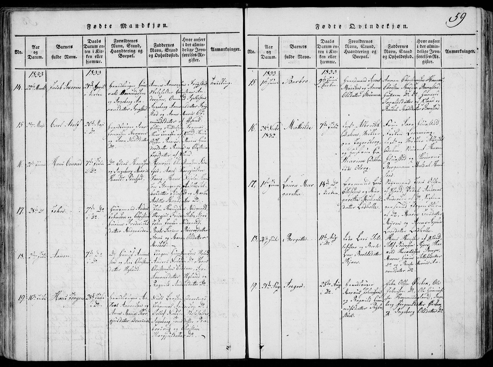 Oddernes sokneprestkontor, SAK/1111-0033/F/Fa/Faa/L0005: Parish register (official) no. A 5, 1820-1838, p. 59