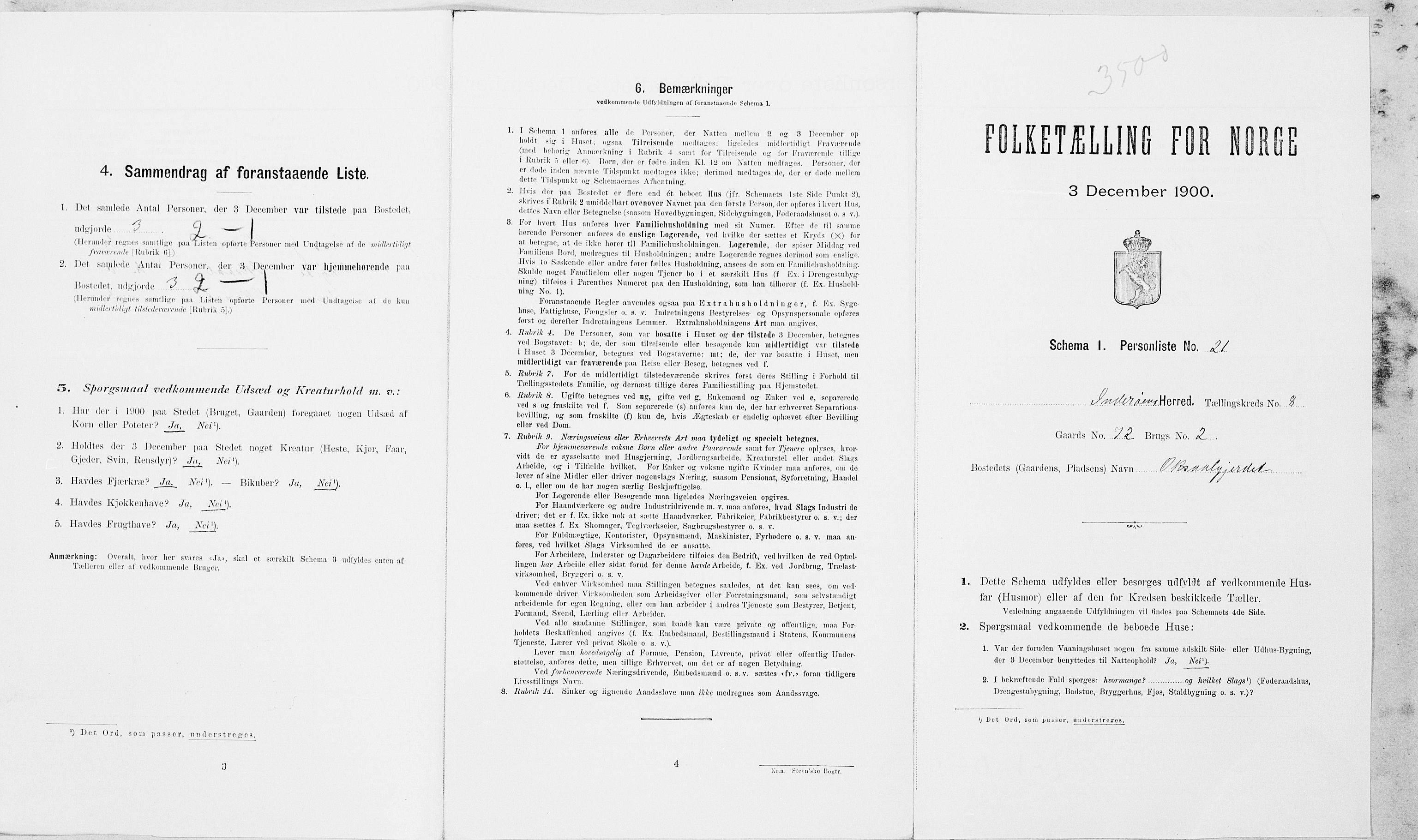 SAT, 1900 census for Inderøy, 1900, p. 1113