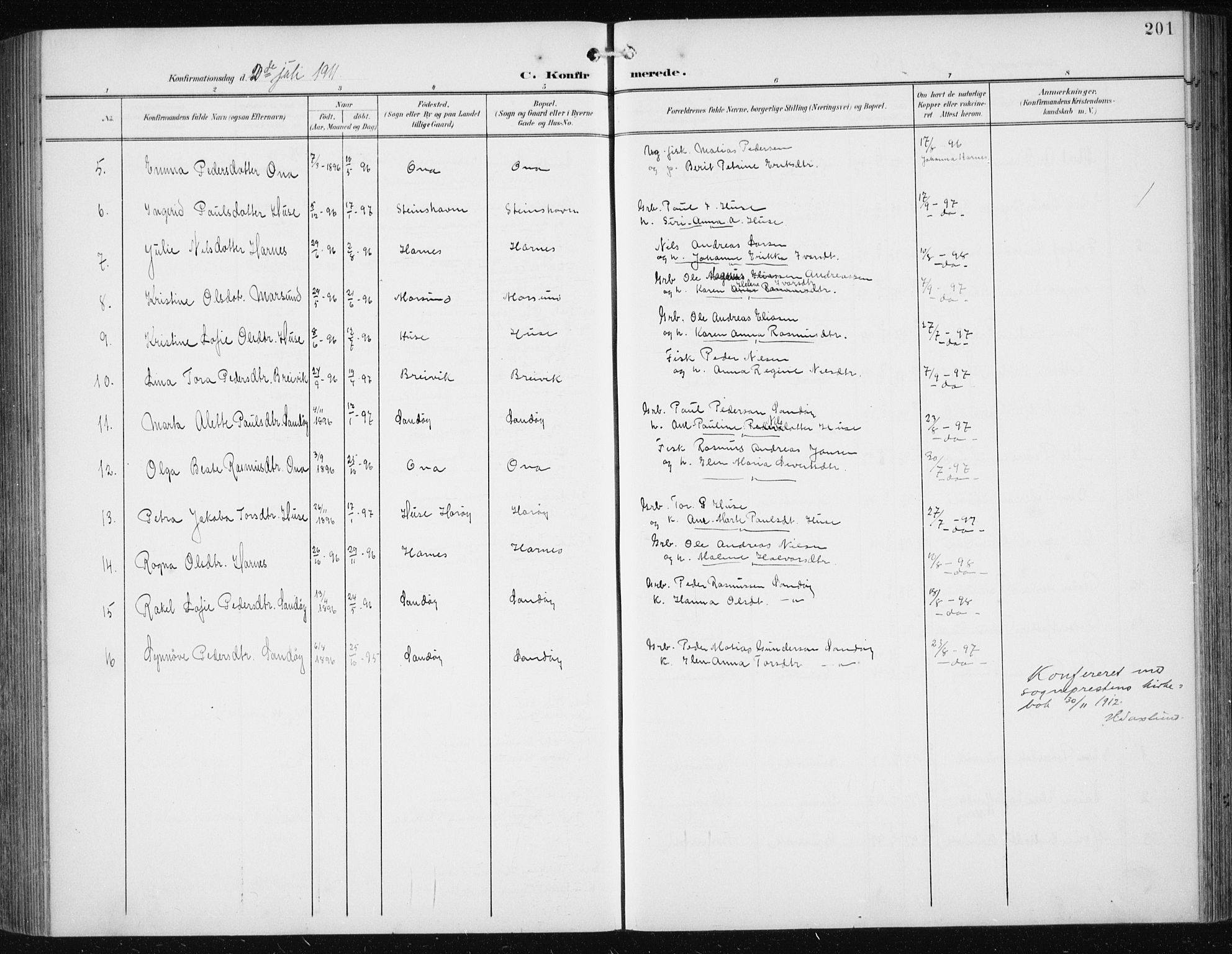 Ministerialprotokoller, klokkerbøker og fødselsregistre - Møre og Romsdal, AV/SAT-A-1454/561/L0733: Parish register (copy) no. 561C03, 1900-1940, p. 201