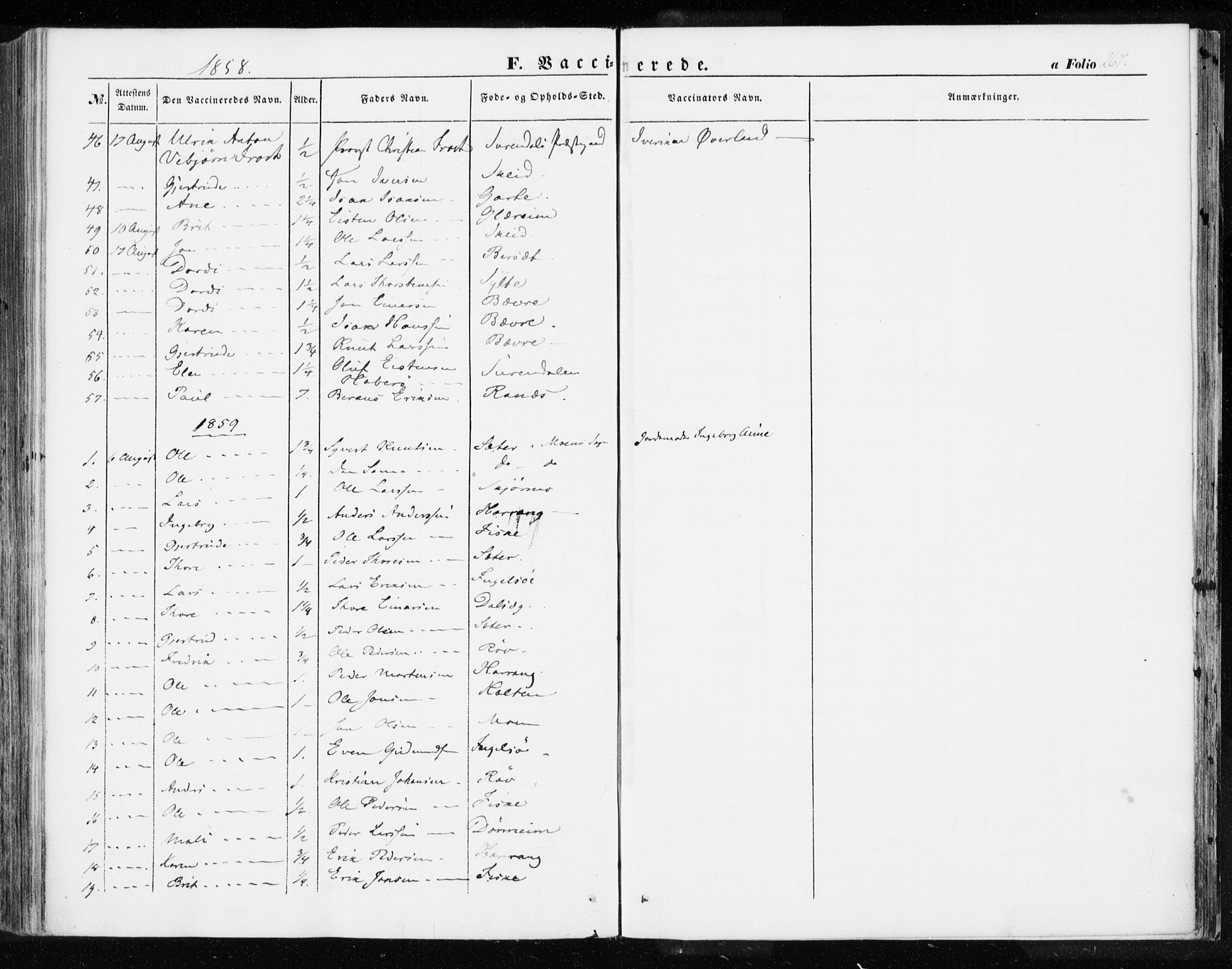 Ministerialprotokoller, klokkerbøker og fødselsregistre - Møre og Romsdal, SAT/A-1454/595/L1044: Parish register (official) no. 595A06, 1852-1863, p. 267