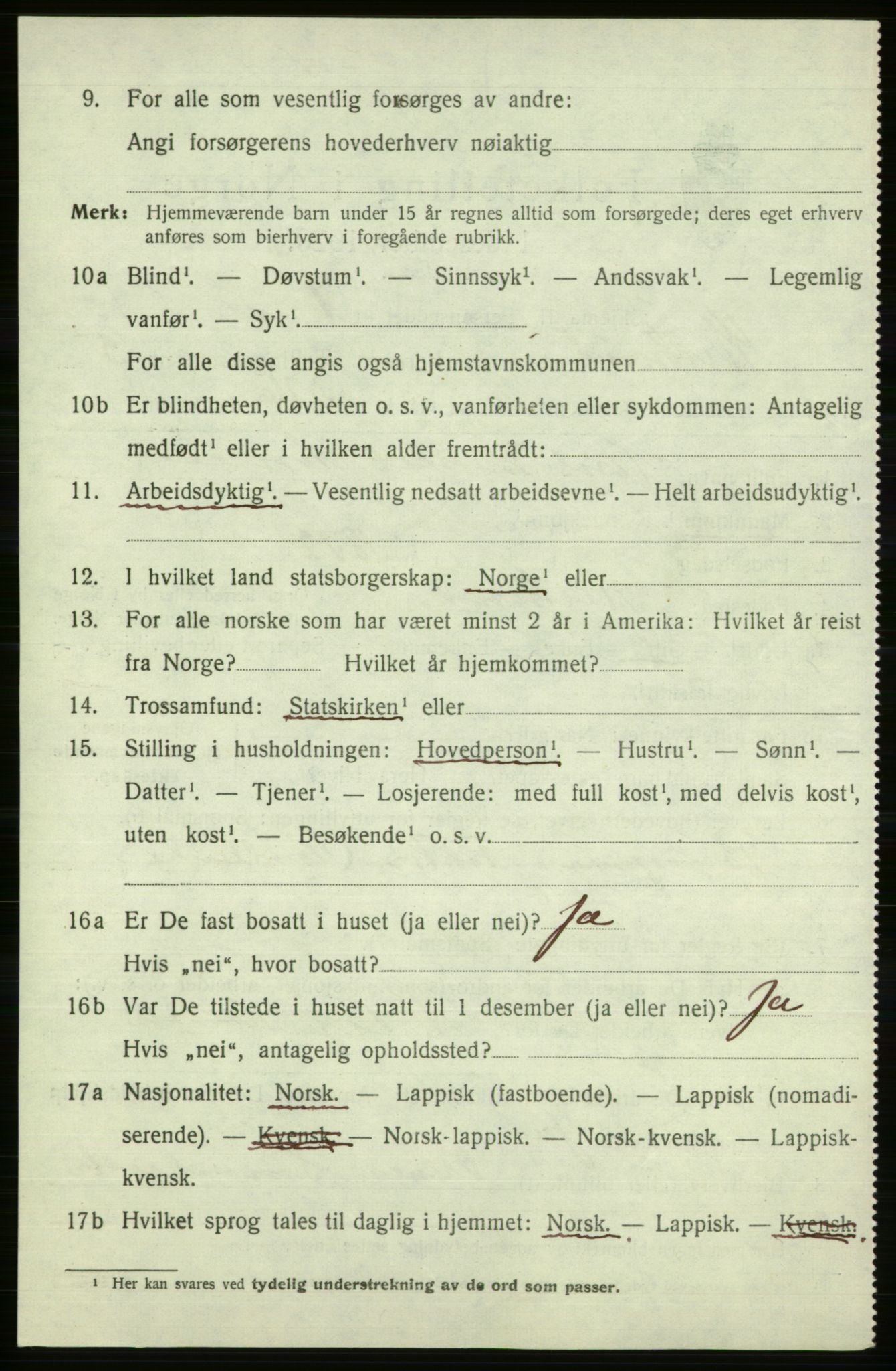 SATØ, 1920 census for Kistrand, 1920, p. 3227