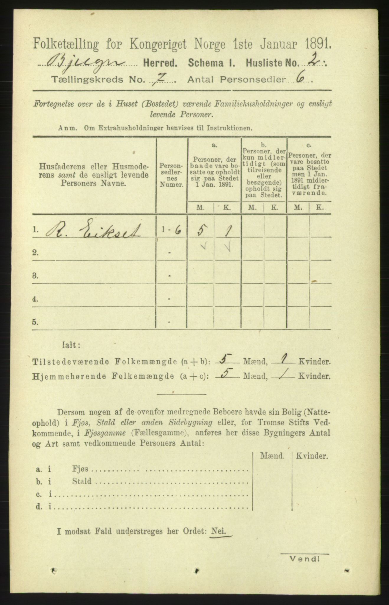 RA, 1891 census for 1627 Bjugn, 1891, p. 1801