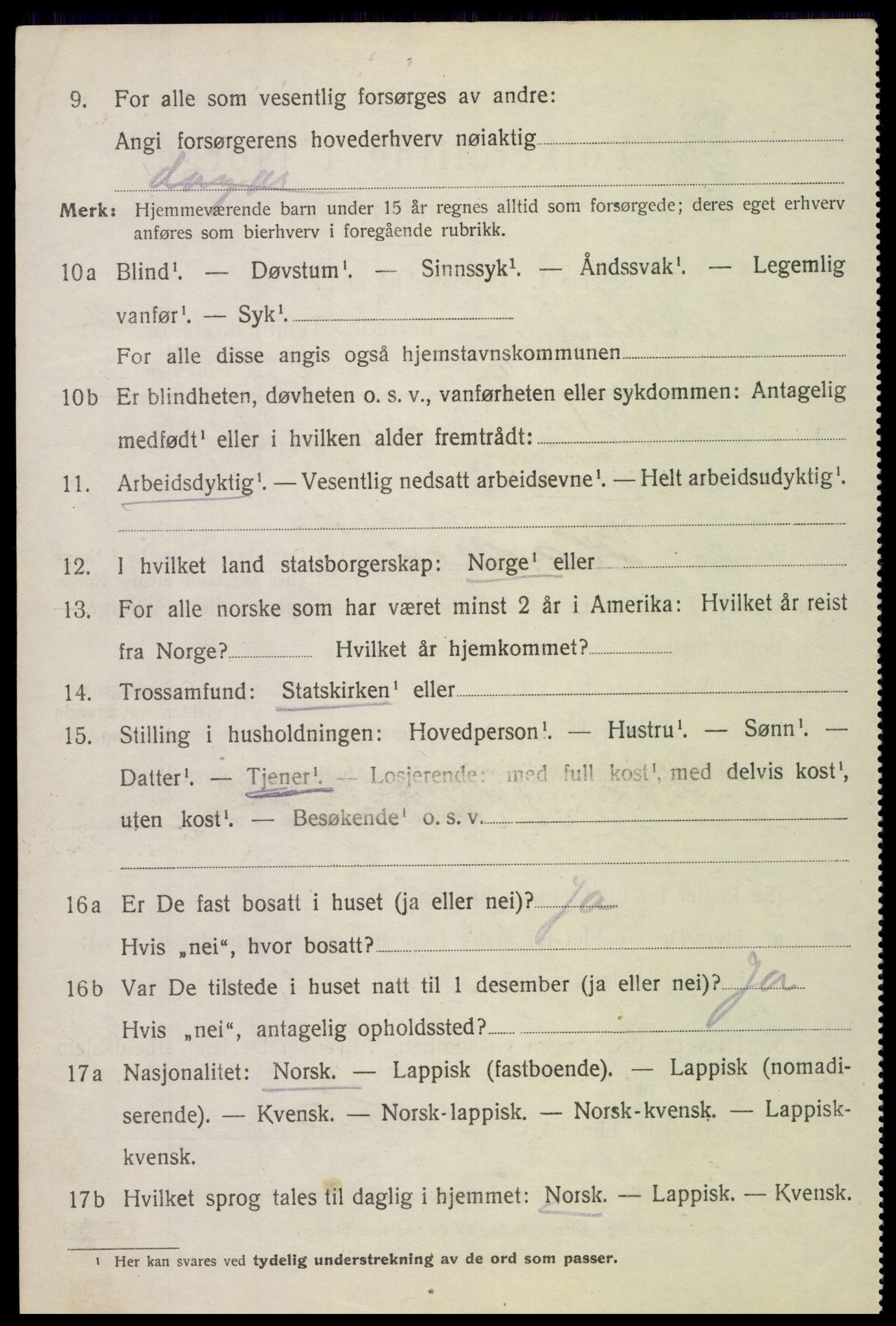 SAT, 1920 census for Hadsel, 1920, p. 3975