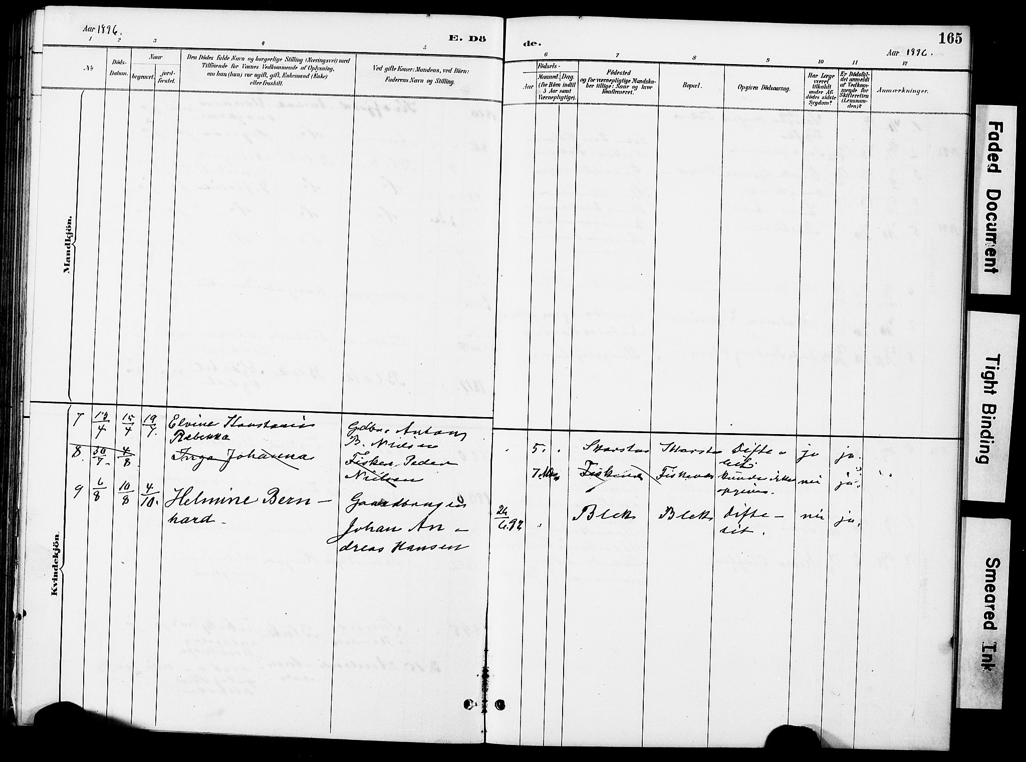 Ministerialprotokoller, klokkerbøker og fødselsregistre - Nordland, AV/SAT-A-1459/899/L1448: Parish register (copy) no. 899C03, 1887-1902, p. 165