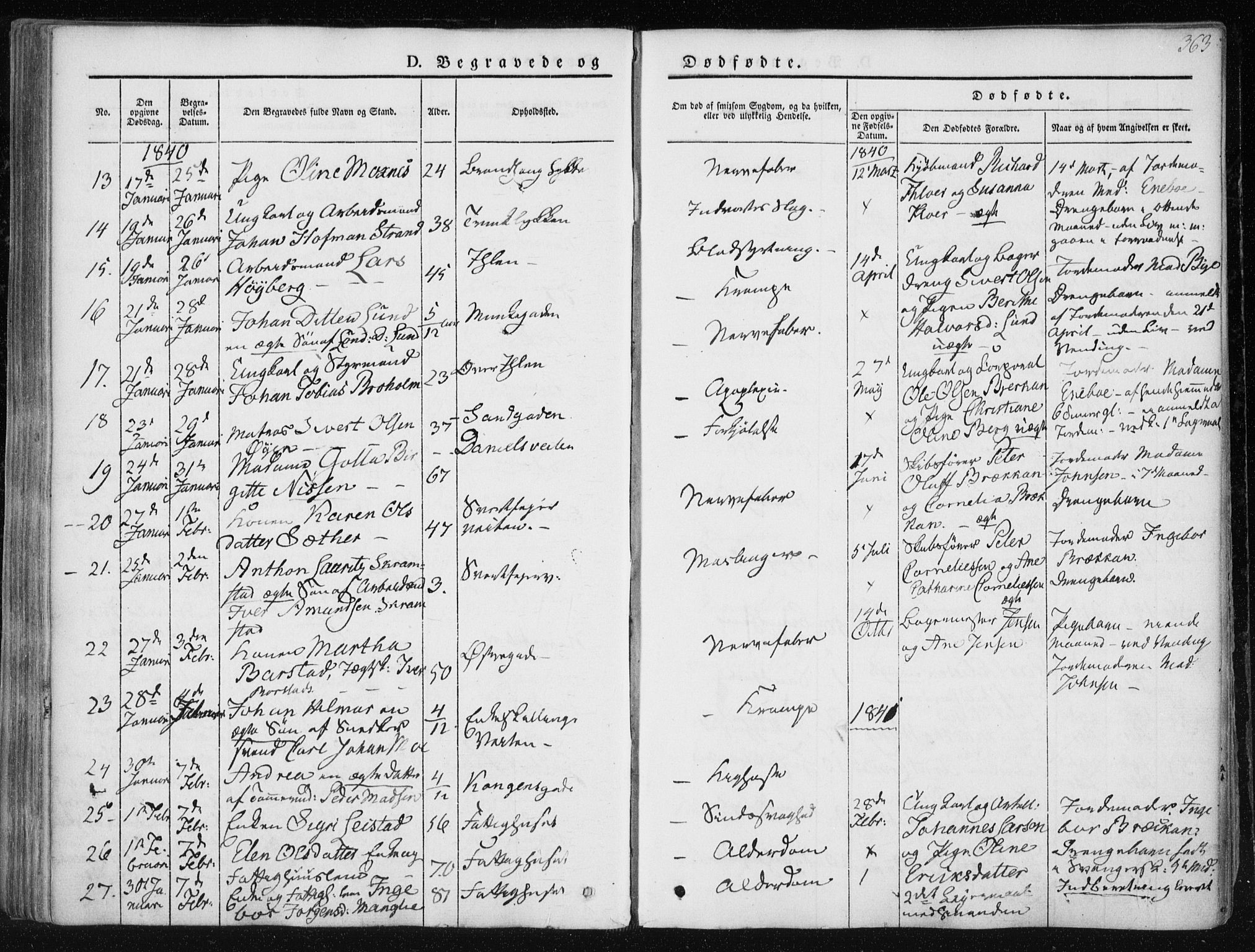 Ministerialprotokoller, klokkerbøker og fødselsregistre - Sør-Trøndelag, SAT/A-1456/601/L0049: Parish register (official) no. 601A17, 1839-1847, p. 363