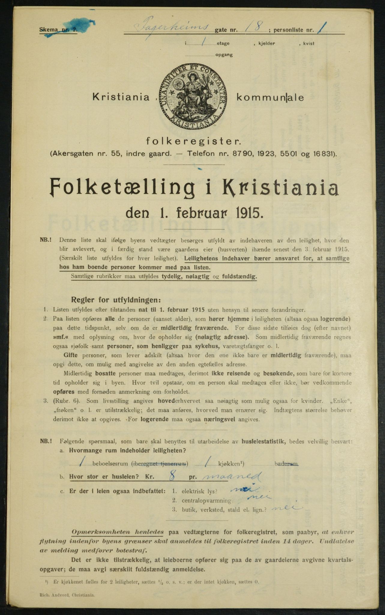 OBA, Municipal Census 1915 for Kristiania, 1915, p. 22723