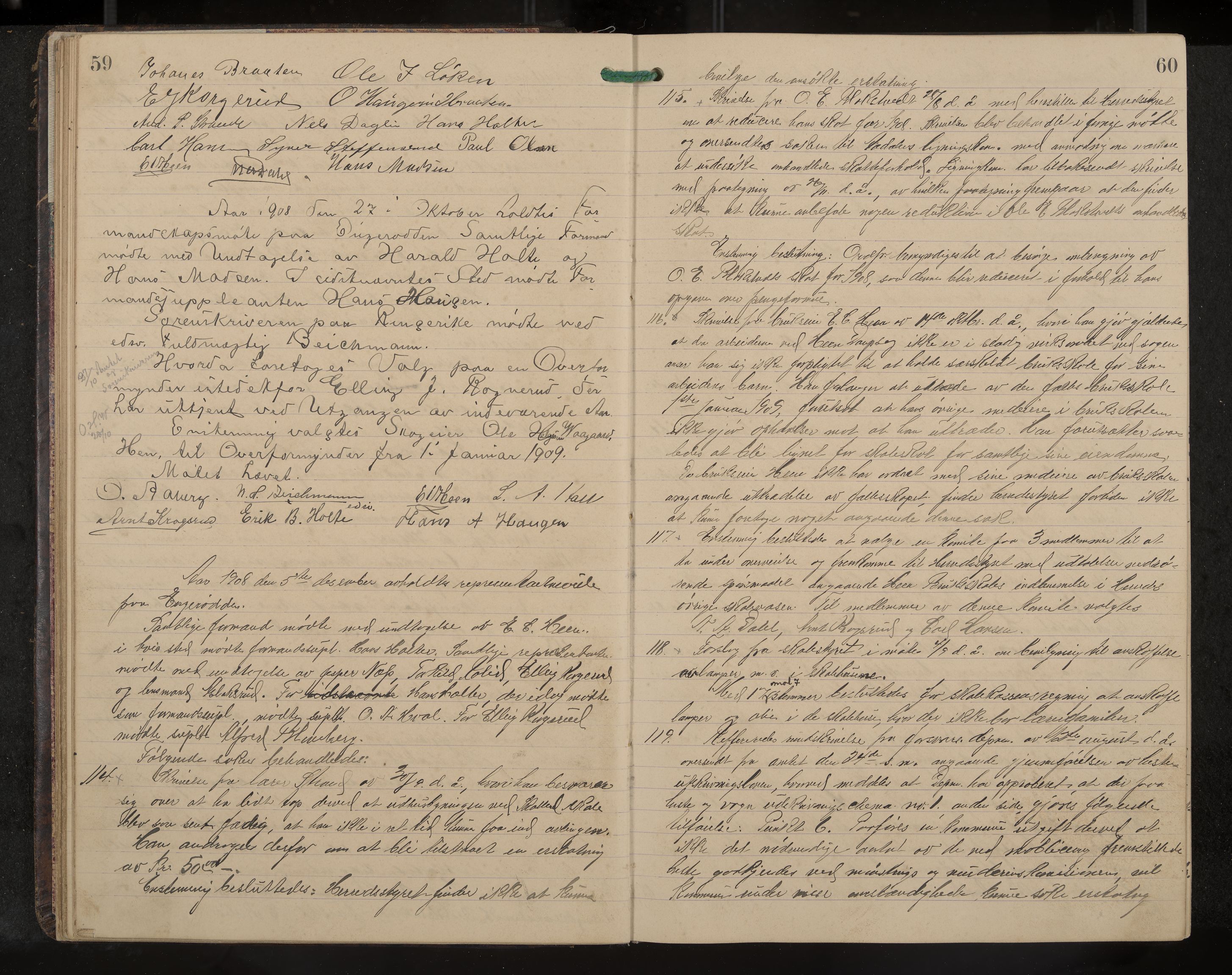 Ådal formannskap og sentraladministrasjon, IKAK/0614021/A/Aa/L0003: Møtebok, 1907-1914, p. 59-60