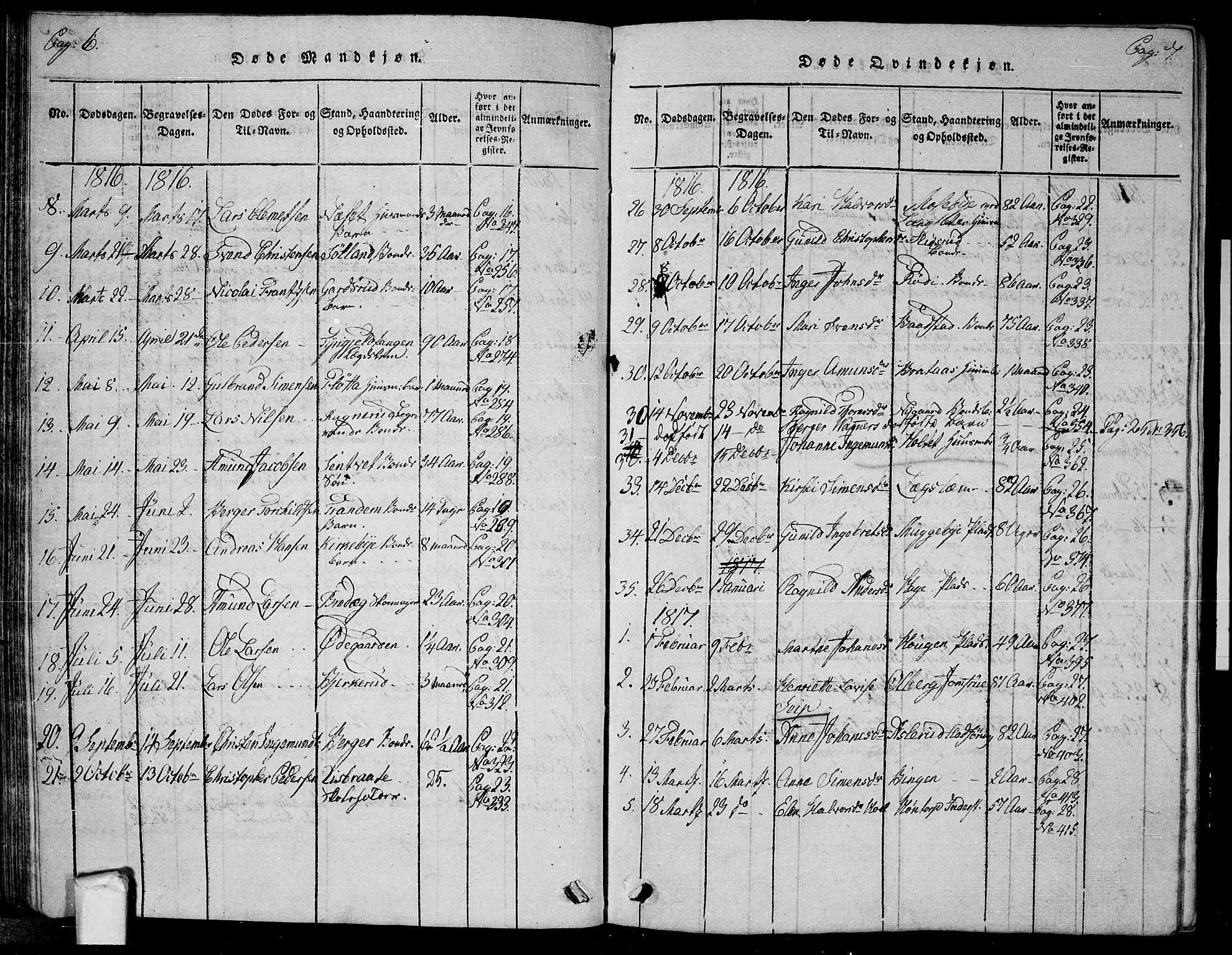 Trøgstad prestekontor Kirkebøker, AV/SAO-A-10925/G/Ga/L0001: Parish register (copy) no. I 1, 1815-1831, p. 6-7