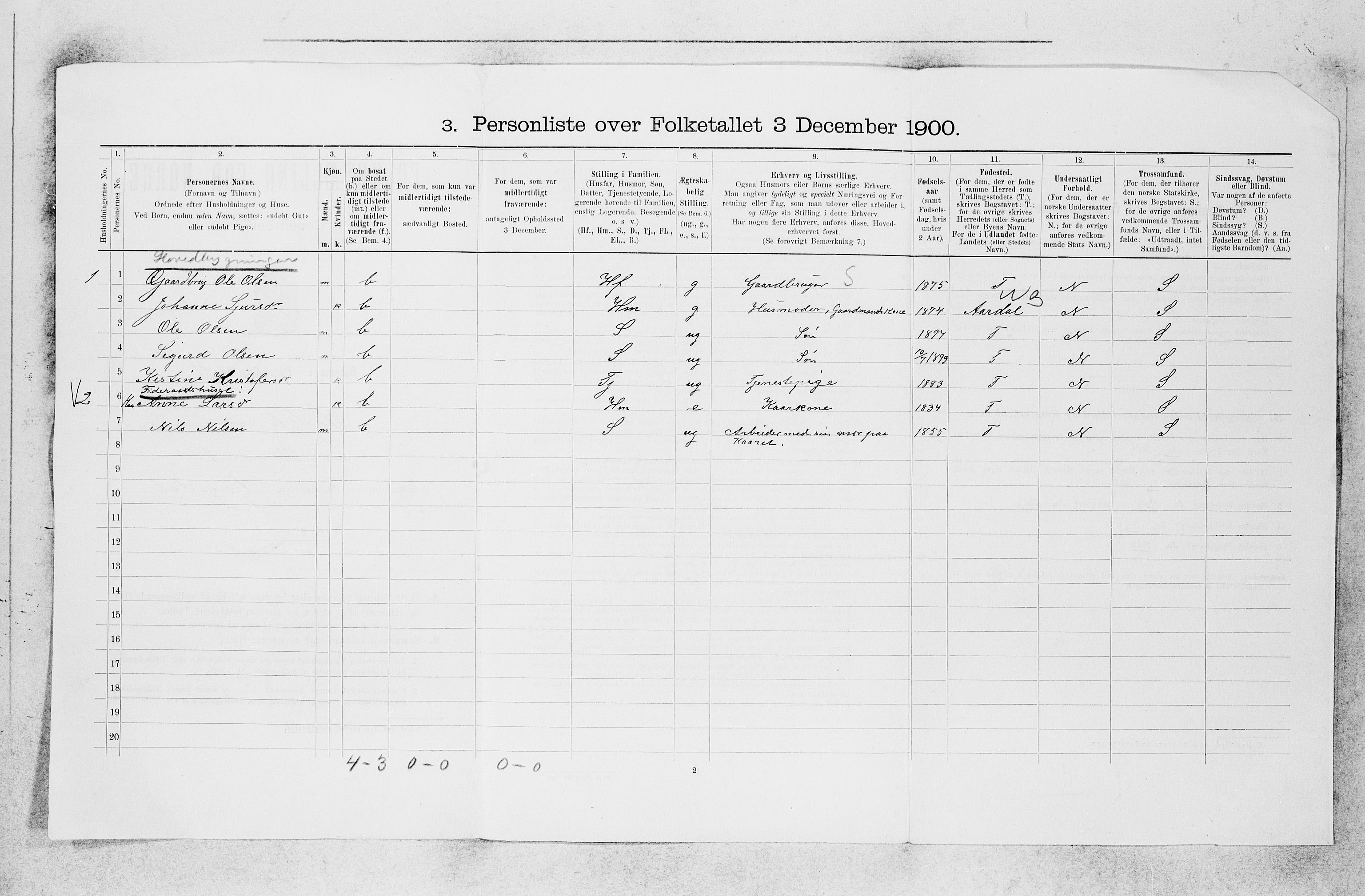 SAB, 1900 census for Hafslo, 1900, p. 29