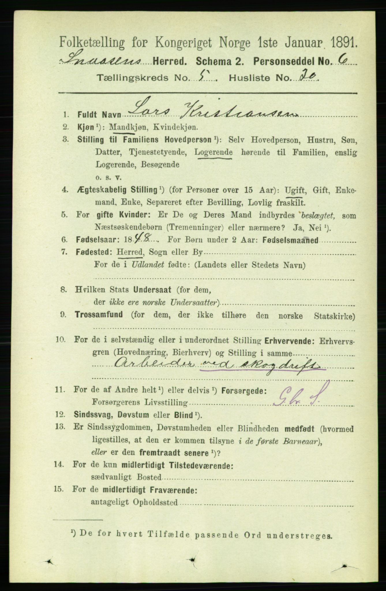 RA, 1891 census for 1736 Snåsa, 1891, p. 1624