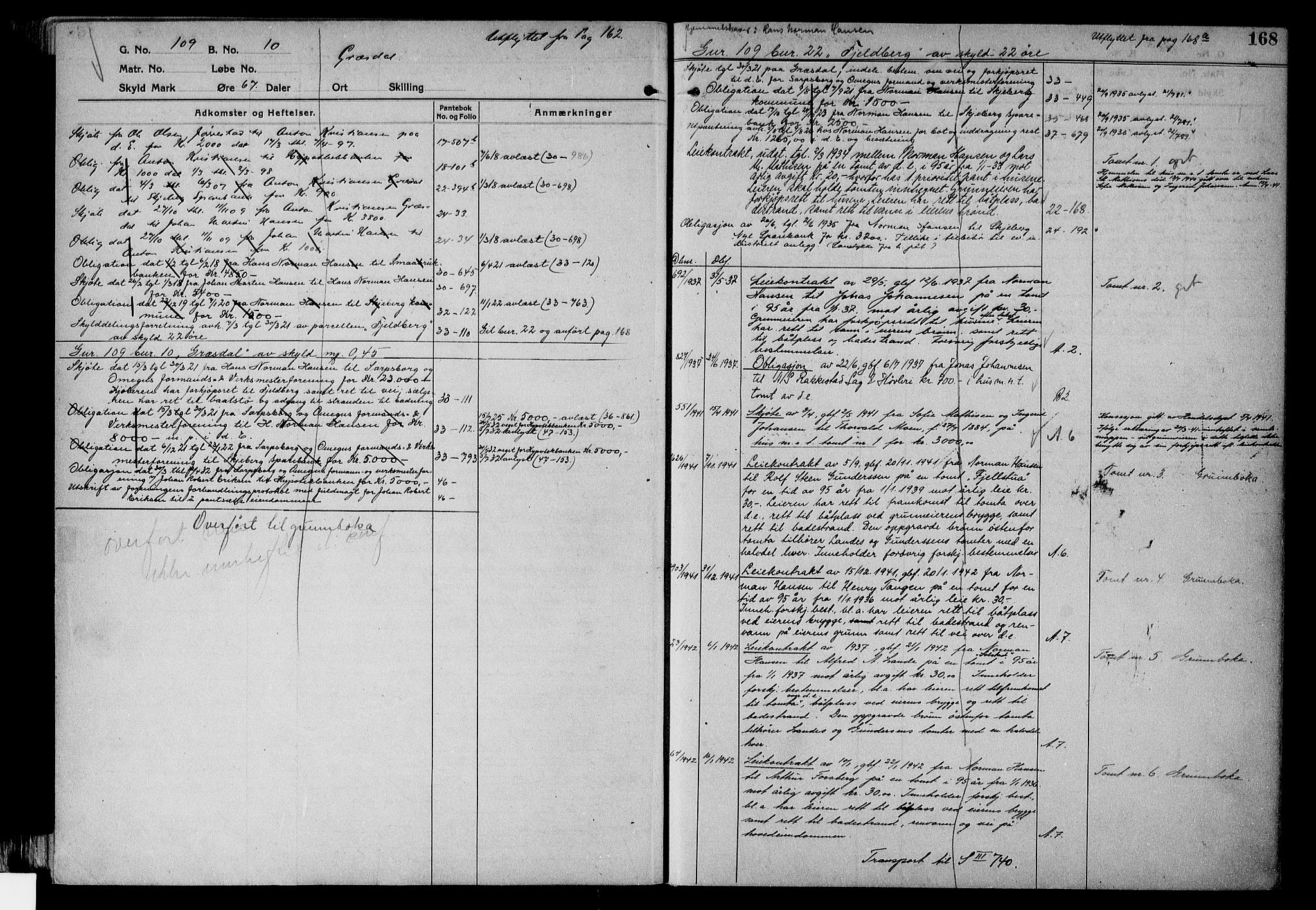 Tune sorenskriveri, AV/SAO-A-10470/G/Ga/Gab/Gabf/L0002a: Mortgage register no. VI 2a, 1910-1953, p. 168