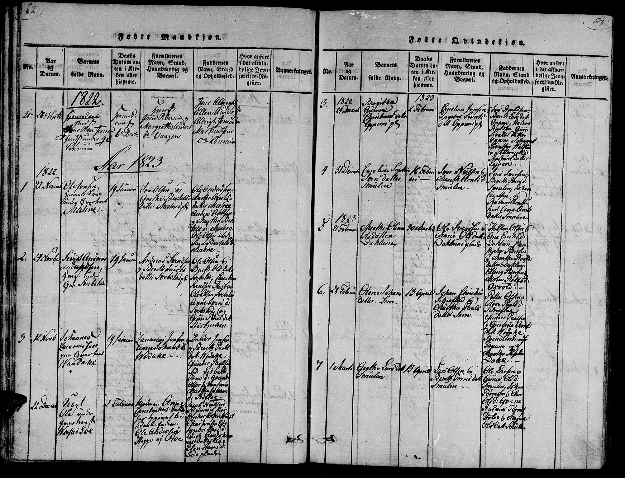Ministerialprotokoller, klokkerbøker og fødselsregistre - Nord-Trøndelag, SAT/A-1458/735/L0333: Parish register (official) no. 735A04 /1, 1816-1824, p. 62-63
