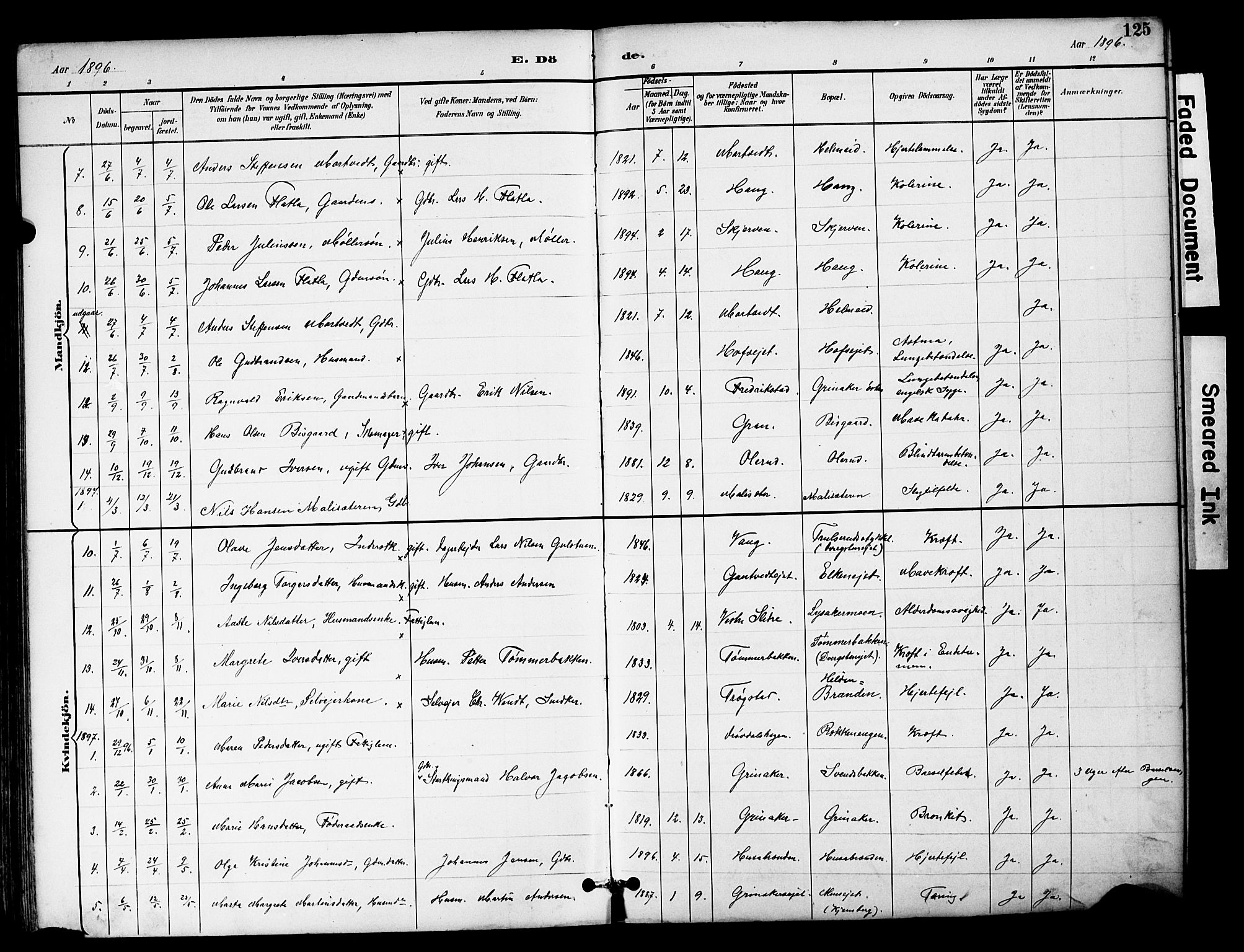 Brandbu prestekontor, SAH/PREST-114/H/Ha/Hab/L0006: Parish register (copy) no. 6, 1893-1902, p. 125