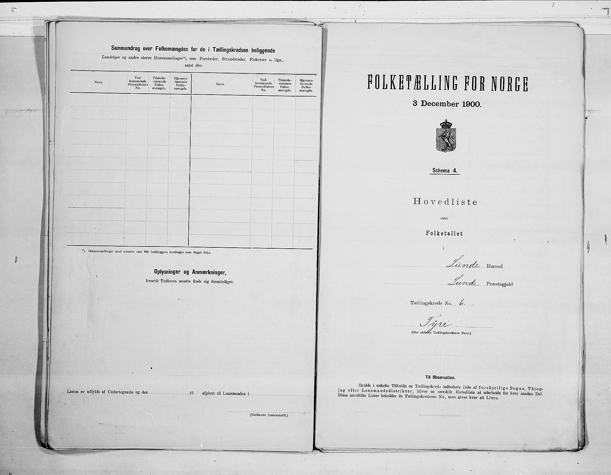 SAKO, 1900 census for Lunde, 1900, p. 14