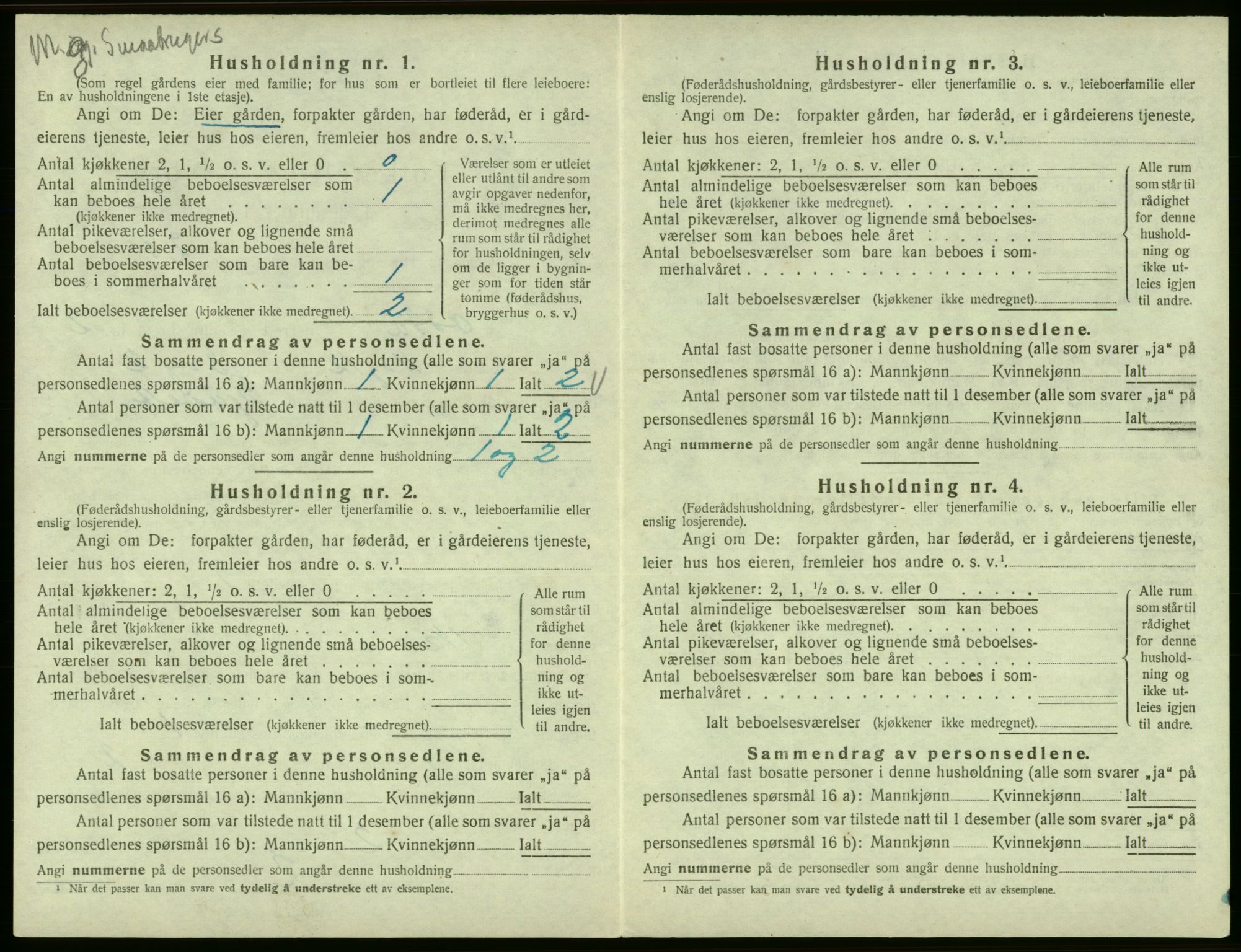 SAB, 1920 census for Odda, 1920, p. 215