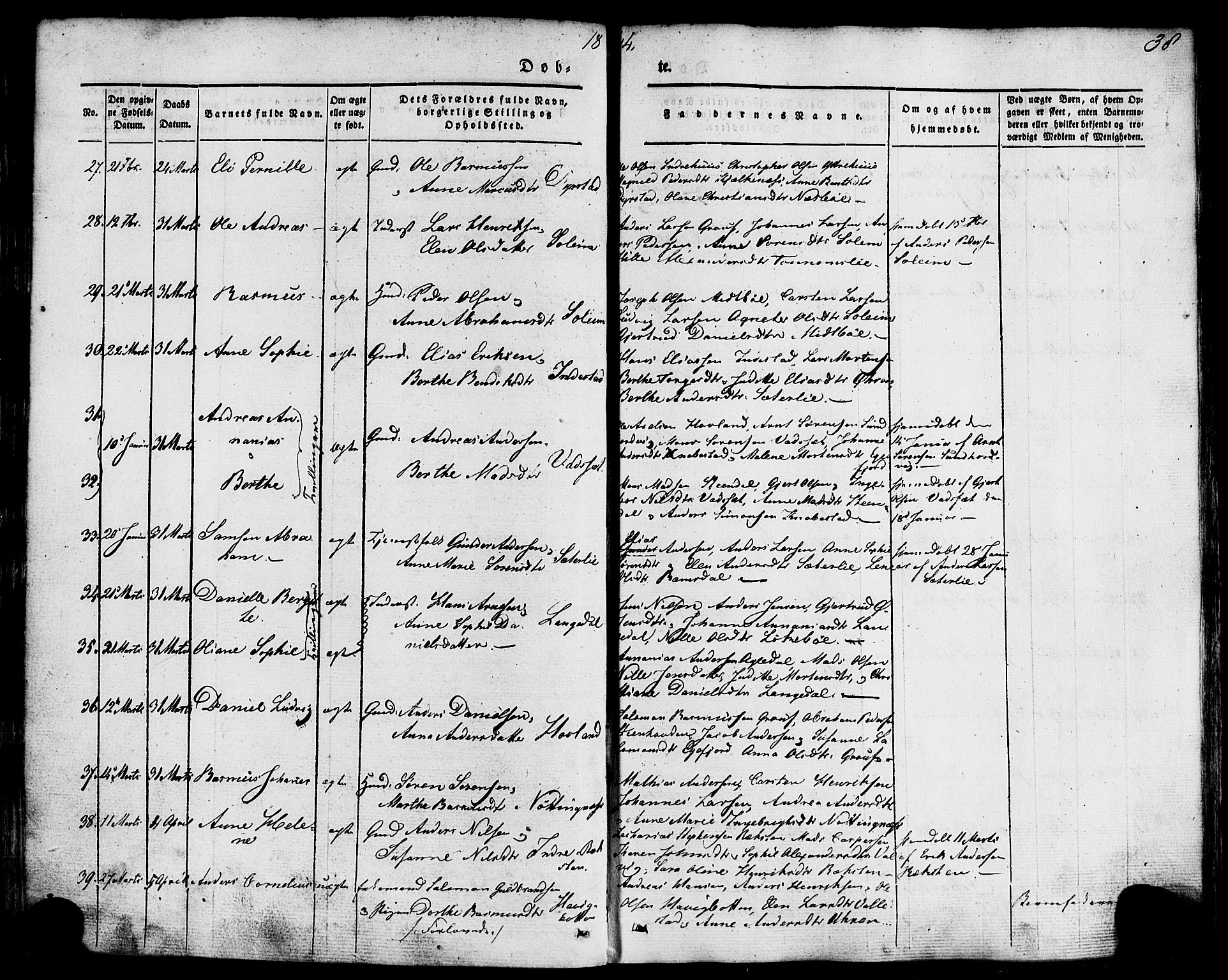 Kinn sokneprestembete, AV/SAB-A-80801/H/Haa/Haaa/L0005: Parish register (official) no. A 5, 1841-1857, p. 38