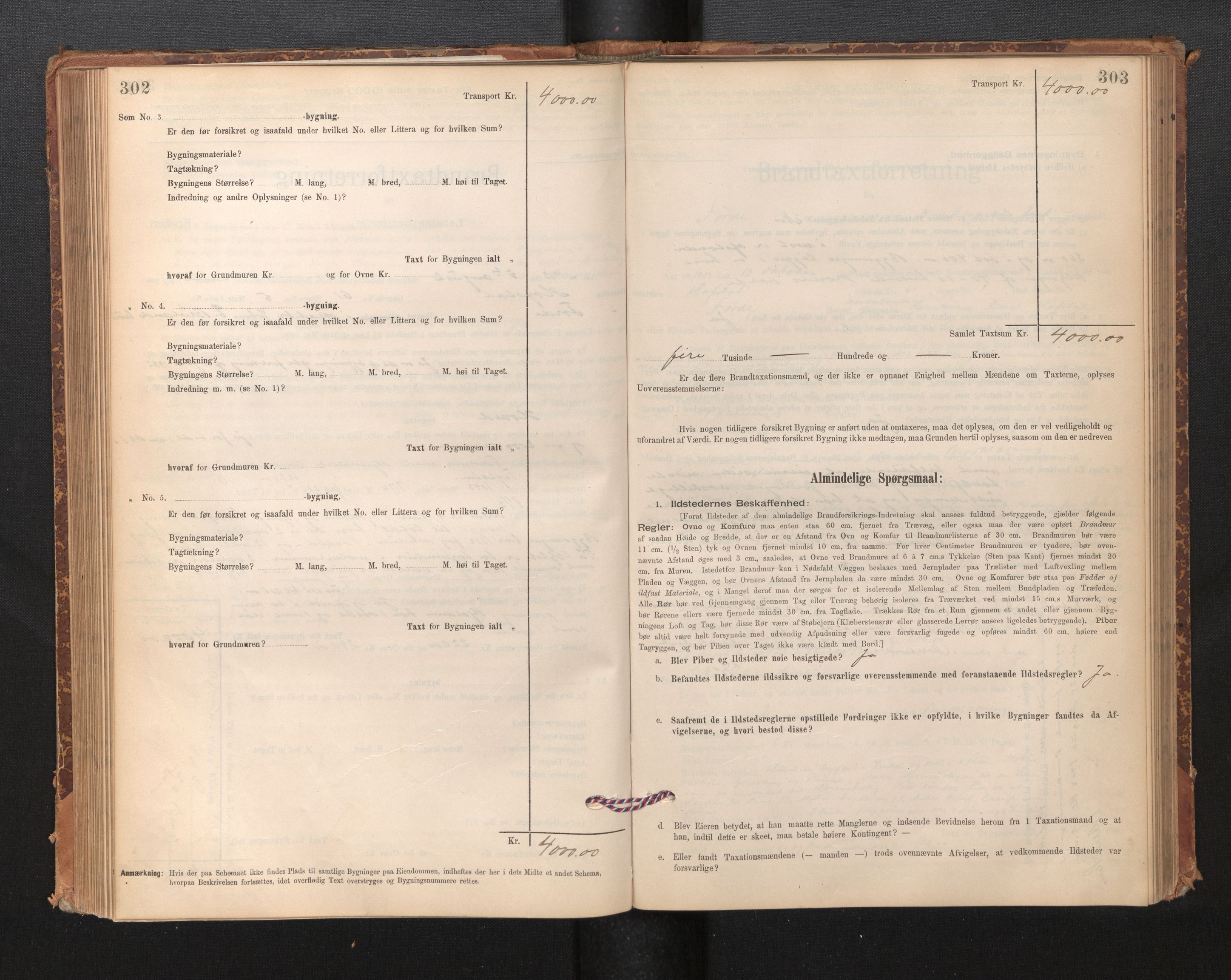 Lensmannen i Førde, AV/SAB-A-27401/0012/L0008: Branntakstprotokoll, skjematakst, 1895-1922, p. 302-303