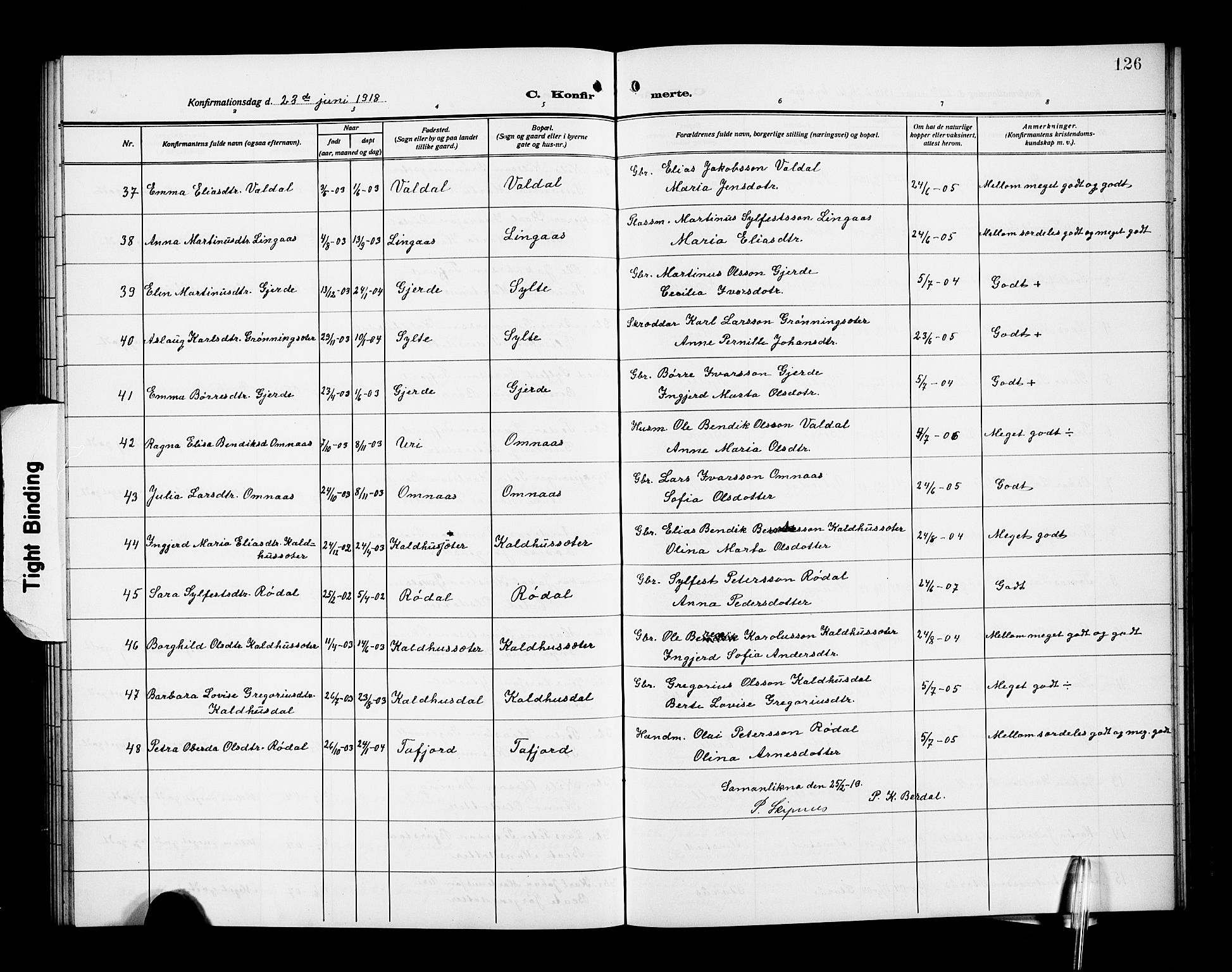 Ministerialprotokoller, klokkerbøker og fødselsregistre - Møre og Romsdal, AV/SAT-A-1454/519/L0265: Parish register (copy) no. 519C06, 1911-1921, p. 126