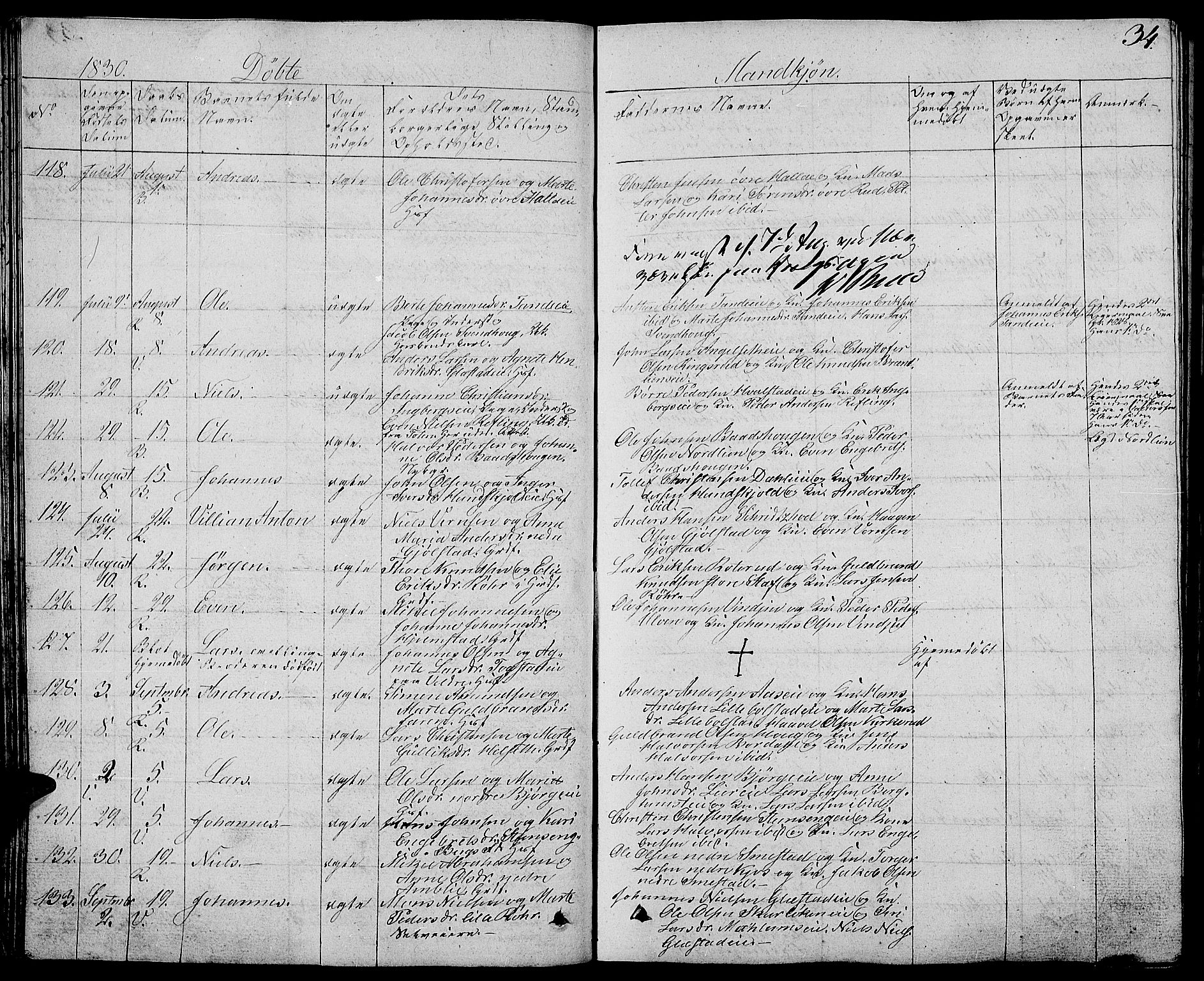 Ringsaker prestekontor, AV/SAH-PREST-014/L/La/L0004: Parish register (copy) no. 4, 1827-1838, p. 34