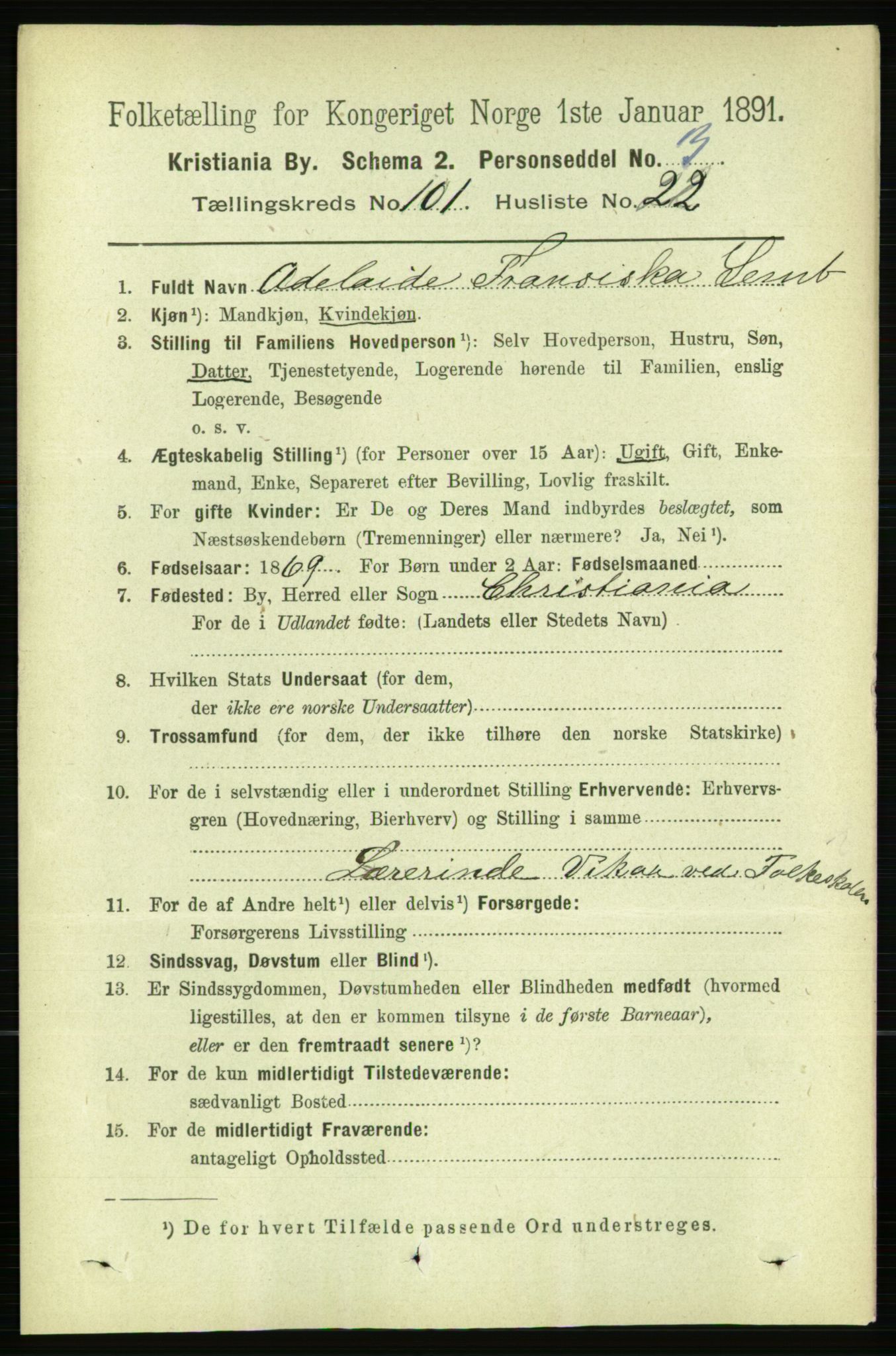 RA, 1891 census for 0301 Kristiania, 1891, p. 50516