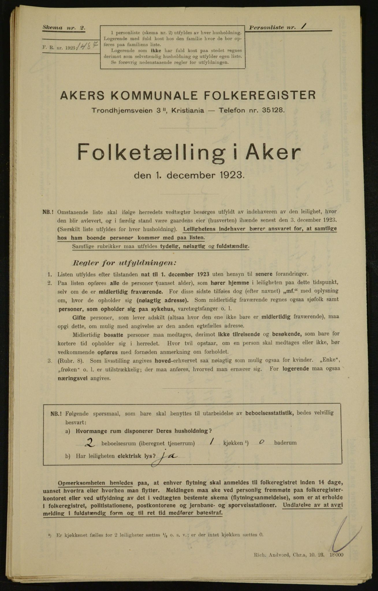 , Municipal Census 1923 for Aker, 1923, p. 31706