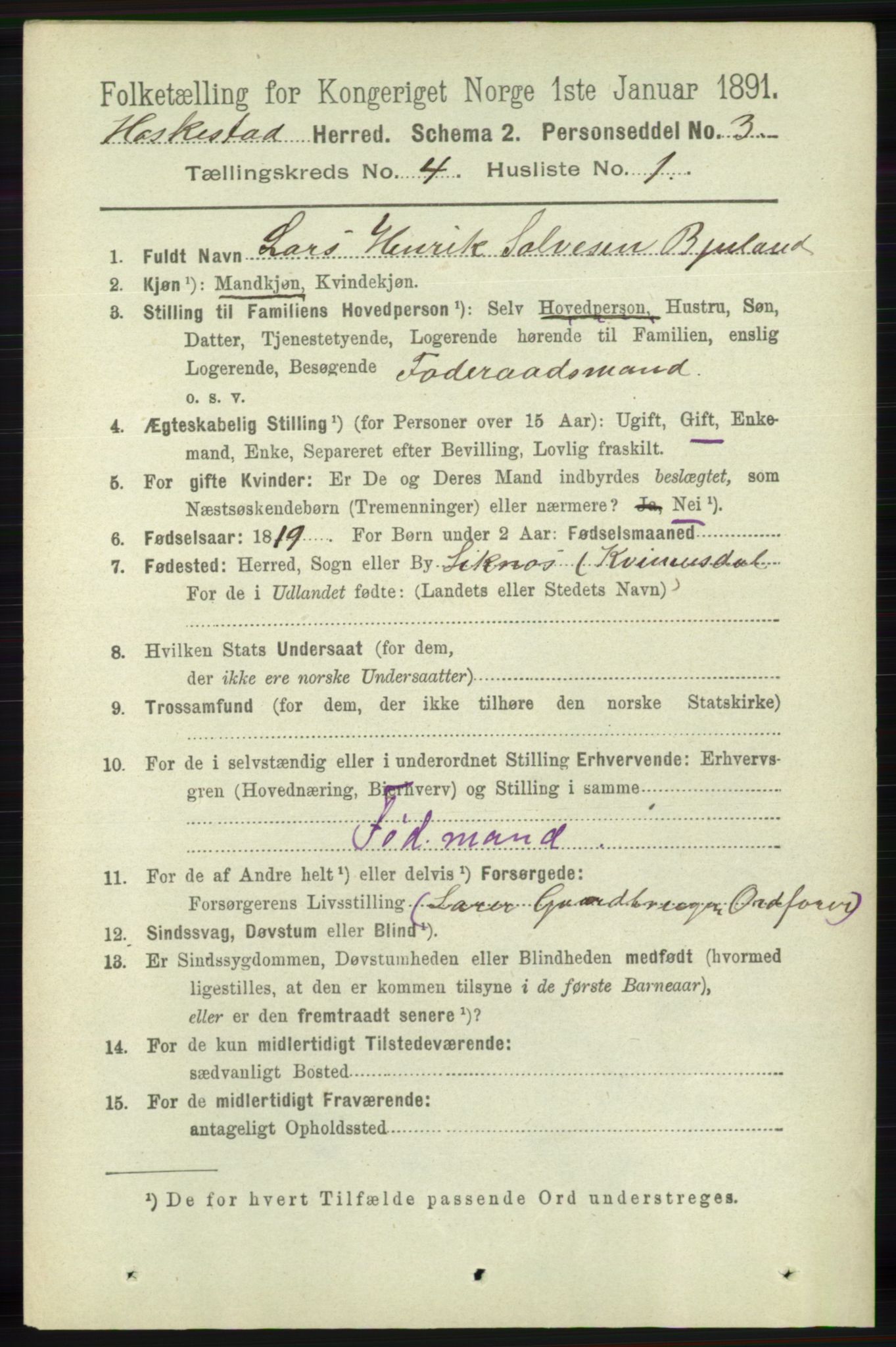 RA, 1891 census for 1113 Heskestad, 1891, p. 544