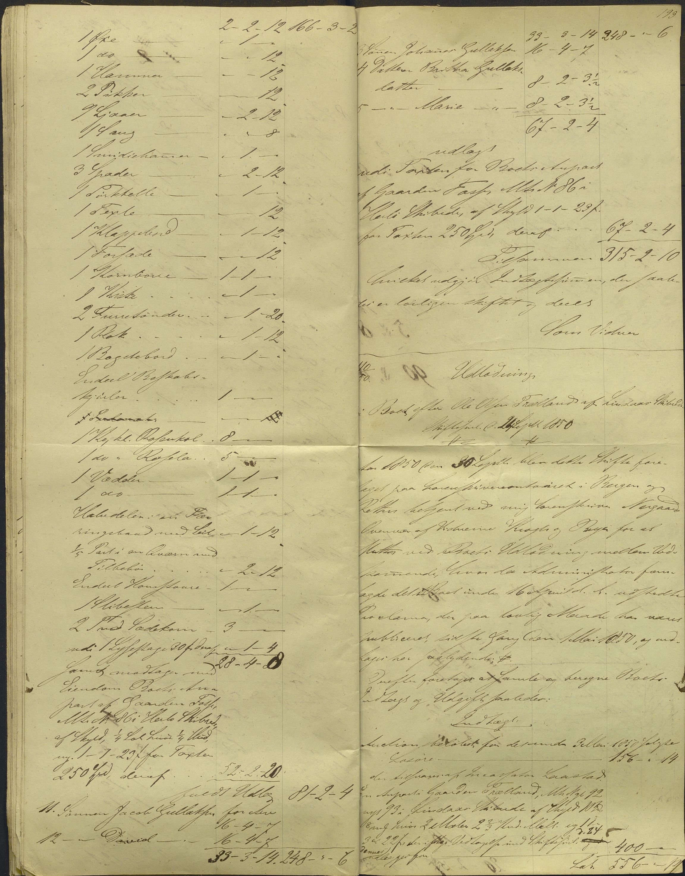 Nordhordland sorenskrivar, AV/SAB-A-2901/1/H/Hd/Hdb/L0001: Konsept til utlodningar, 1850-1852, p. 215