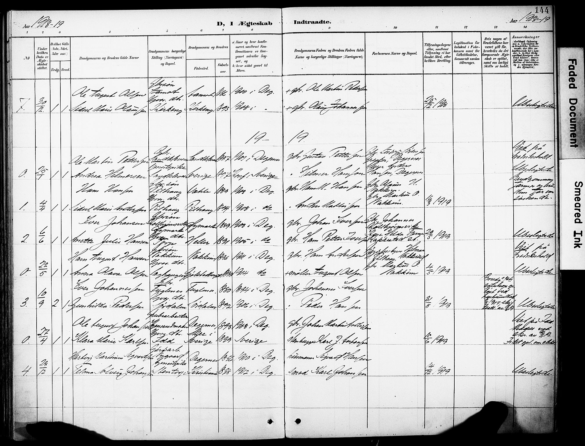 Rakkestad prestekontor Kirkebøker, AV/SAO-A-2008/F/Fb/L0002: Parish register (official) no. II 2, 1900-1920, p. 144