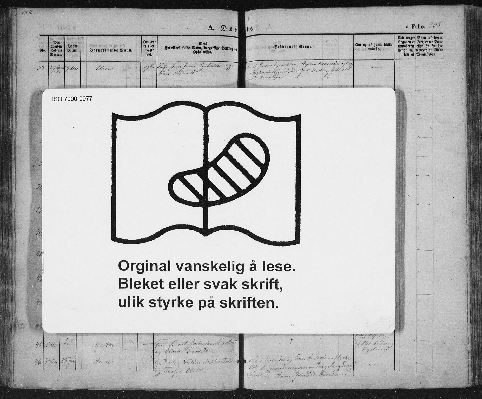 Vennesla sokneprestkontor, AV/SAK-1111-0045/Fa/Fac/L0004: Parish register (official) no. A 4, 1834-1855, p. 208