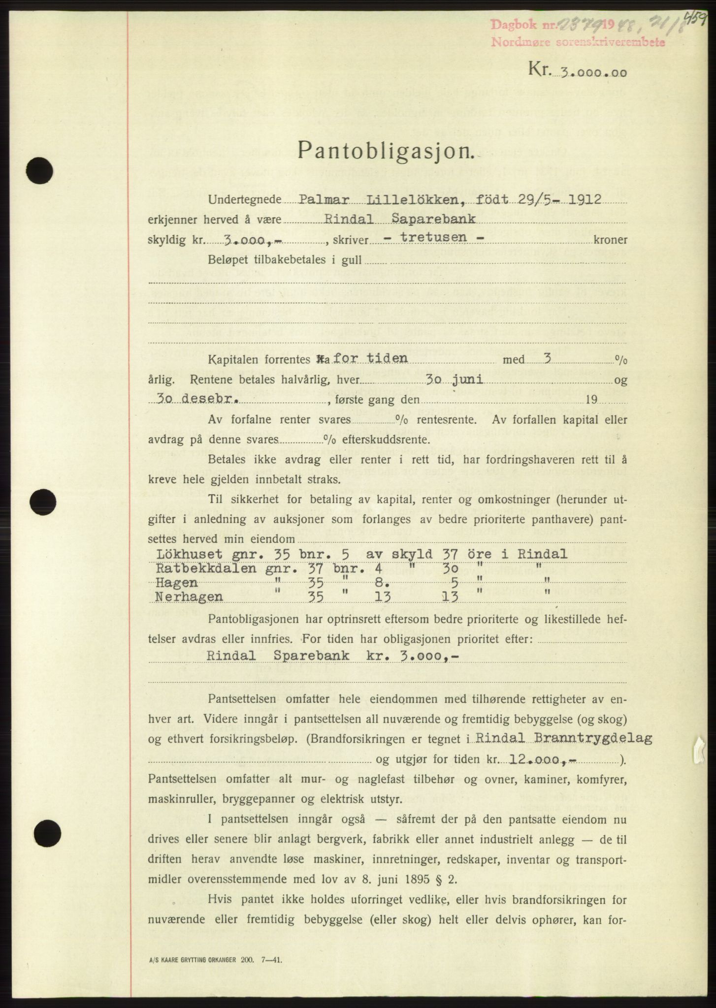 Nordmøre sorenskriveri, AV/SAT-A-4132/1/2/2Ca: Mortgage book no. B99, 1948-1948, Diary no: : 2379/1948