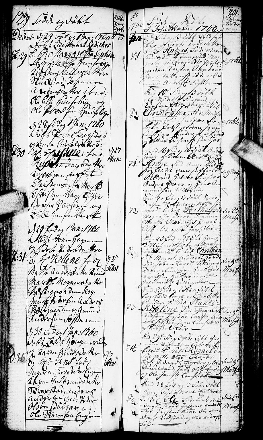 Aurskog prestekontor Kirkebøker, SAO/A-10304a/F/Fa/L0002: Parish register (official) no. I 2, 1735-1766, p. 201
