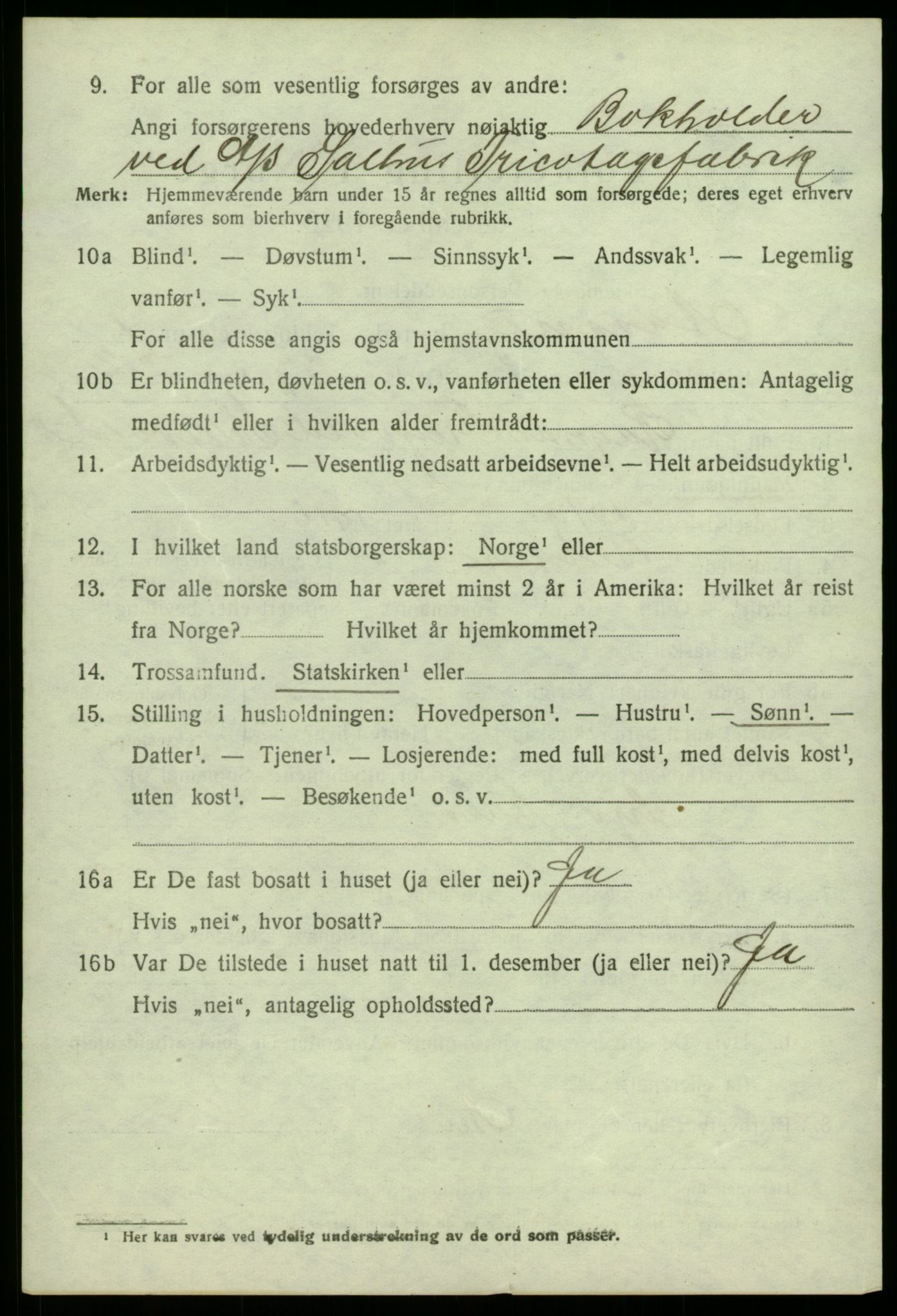 SAB, 1920 census for Åsane, 1920, p. 1218