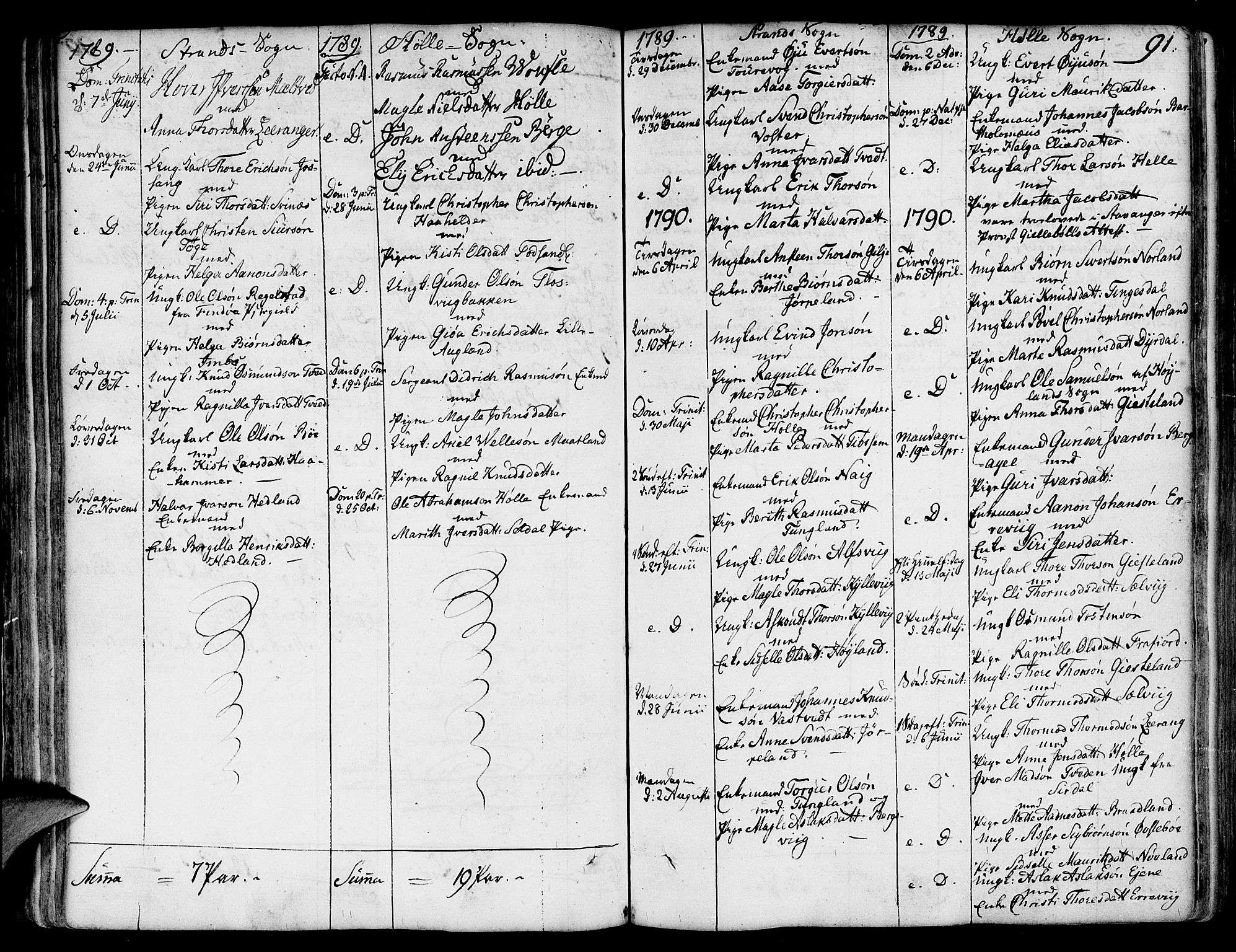 Strand sokneprestkontor, SAST/A-101828/H/Ha/Haa/L0003: Parish register (official) no. A 3, 1769-1816, p. 91