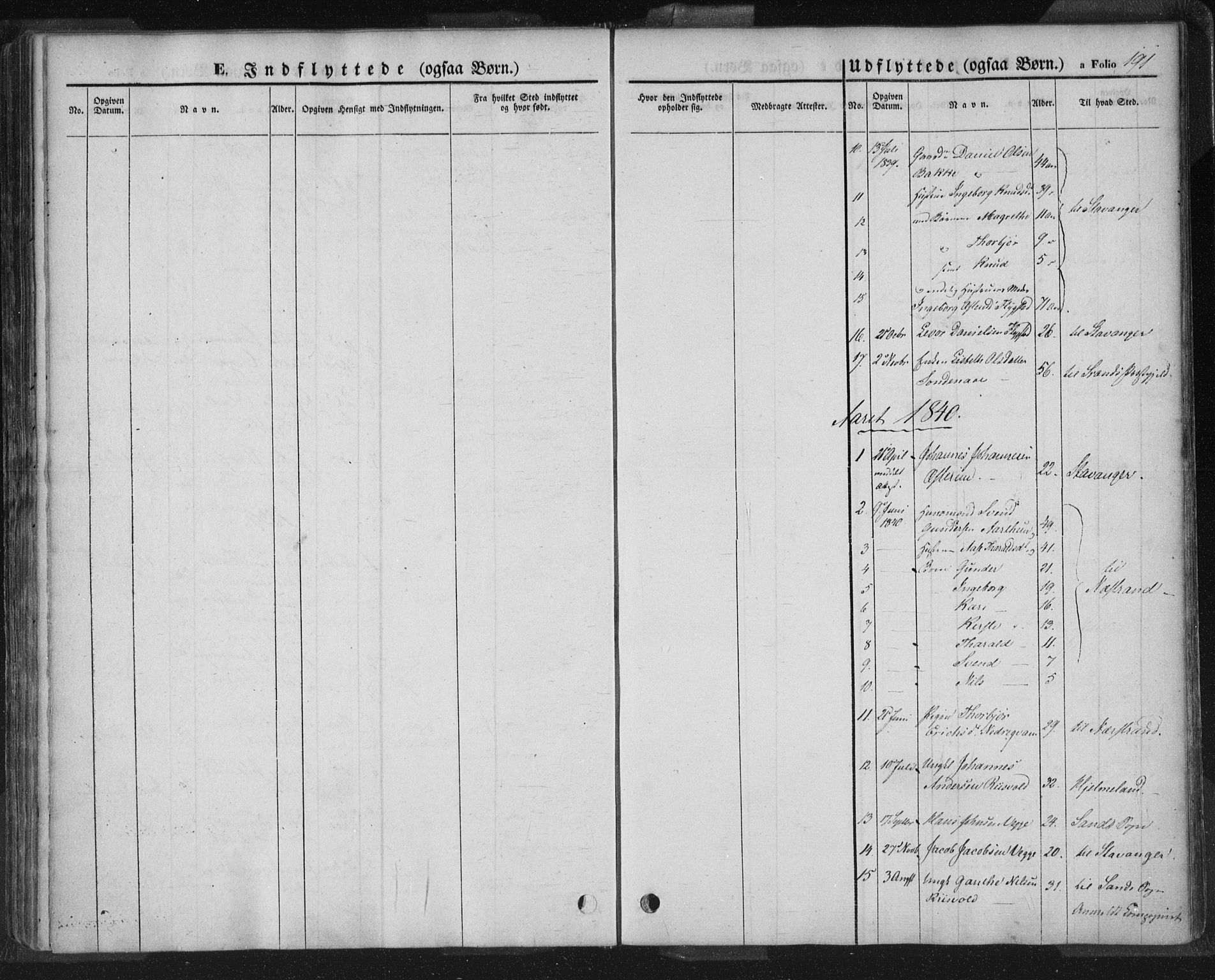 Sand sokneprestkontor, SAST/A-101848/01/III/L0002: Parish register (official) no. A 2, 1838-1859, p. 191