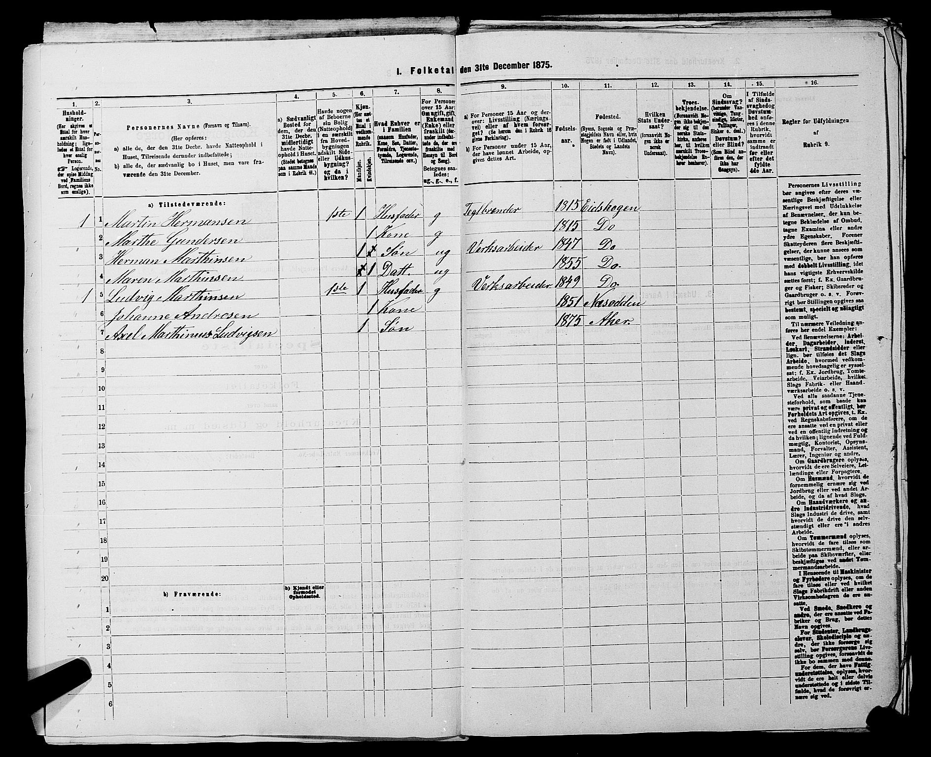 RA, 1875 census for 0218bP Østre Aker, 1875, p. 2961