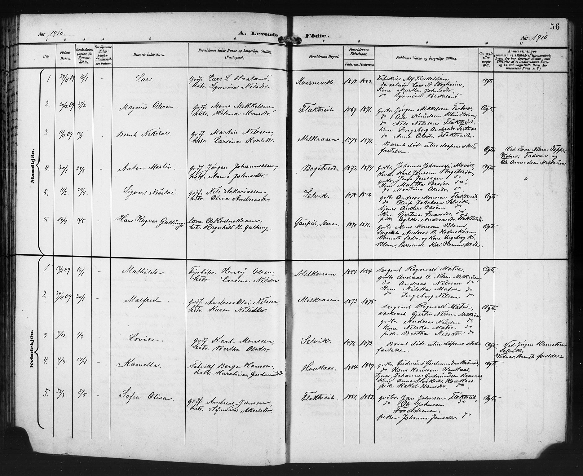 Åsane sokneprestembete, AV/SAB-A-79401/H/Hab: Parish register (copy) no. A 3, 1899-1915, p. 56