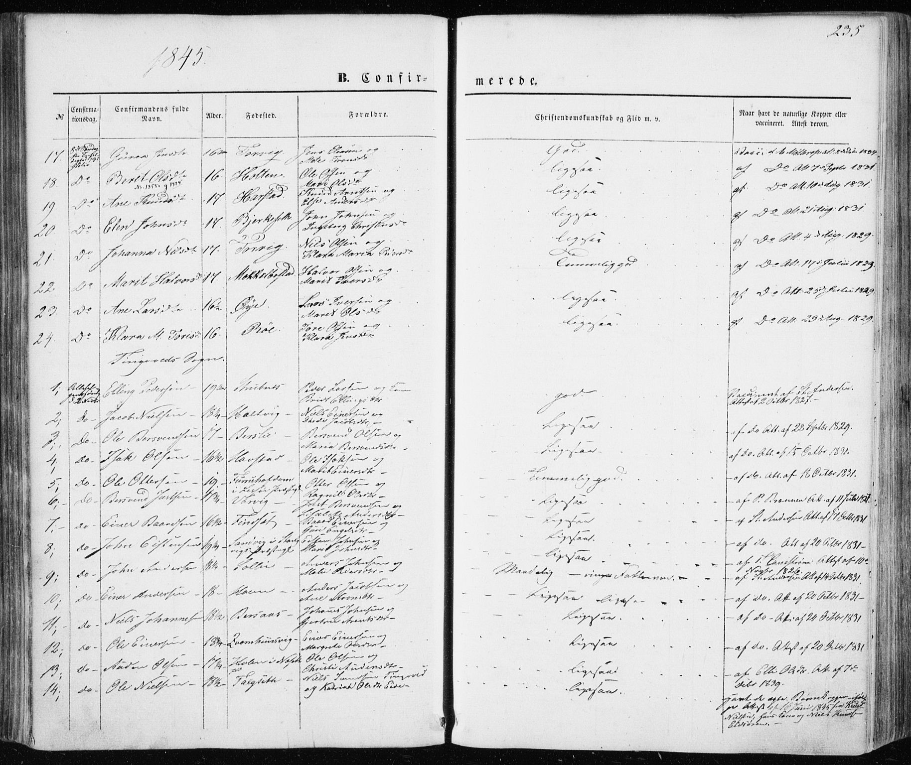 Ministerialprotokoller, klokkerbøker og fødselsregistre - Møre og Romsdal, SAT/A-1454/586/L0984: Parish register (official) no. 586A10, 1844-1856, p. 235