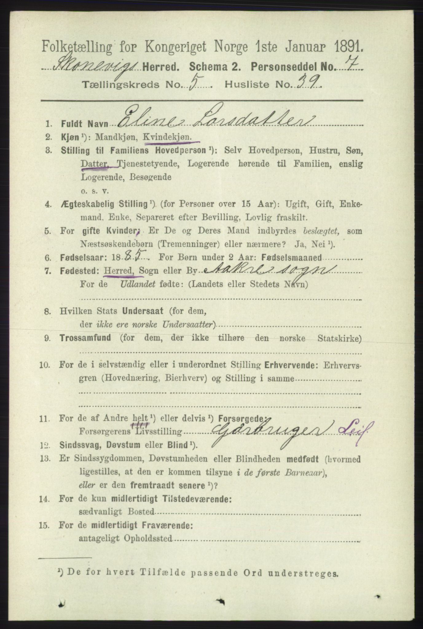 RA, 1891 census for 1212 Skånevik, 1891, p. 1479