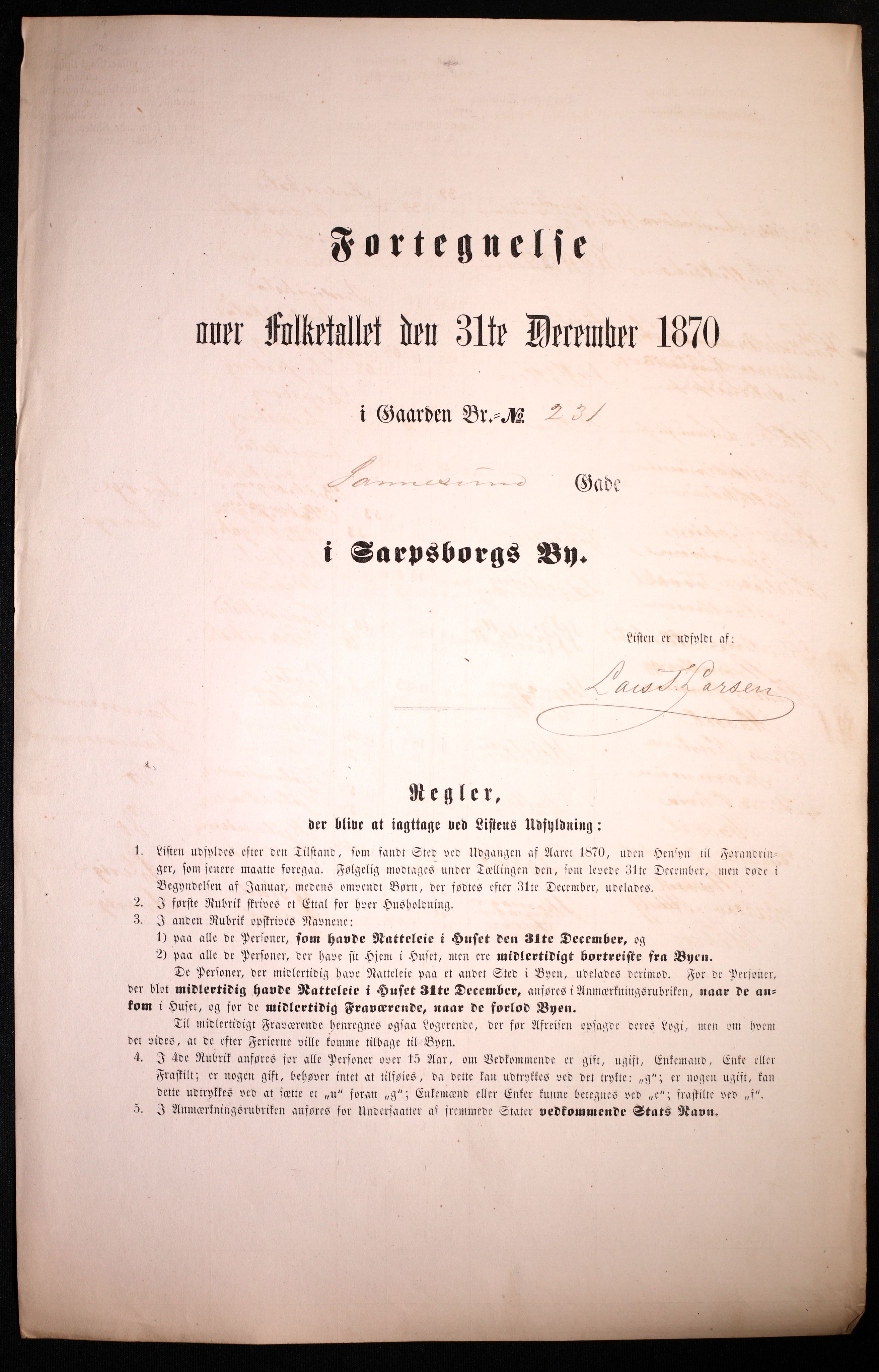 RA, 1870 census for 0102 Sarpsborg, 1870, p. 151