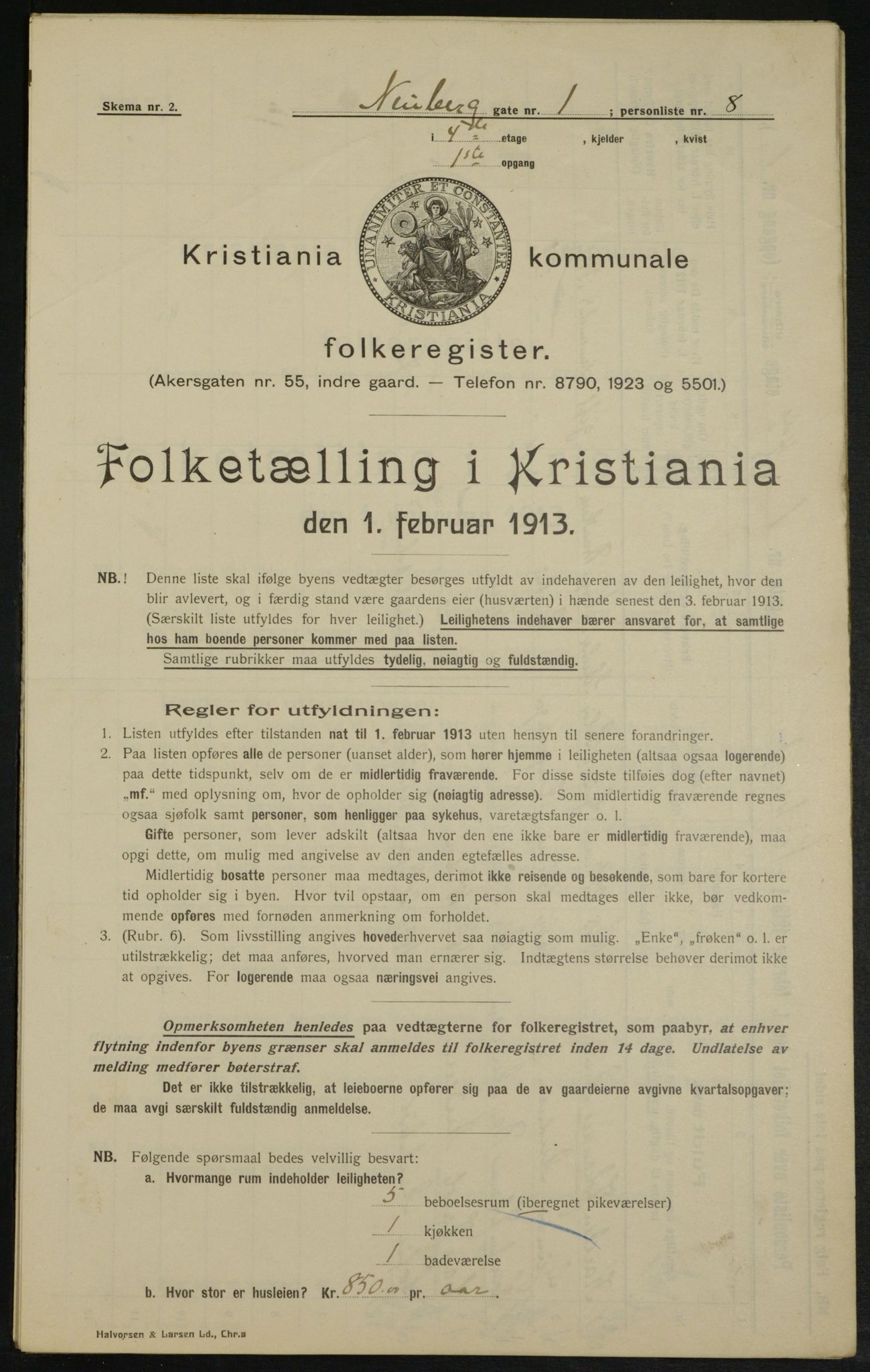 OBA, Municipal Census 1913 for Kristiania, 1913, p. 69594