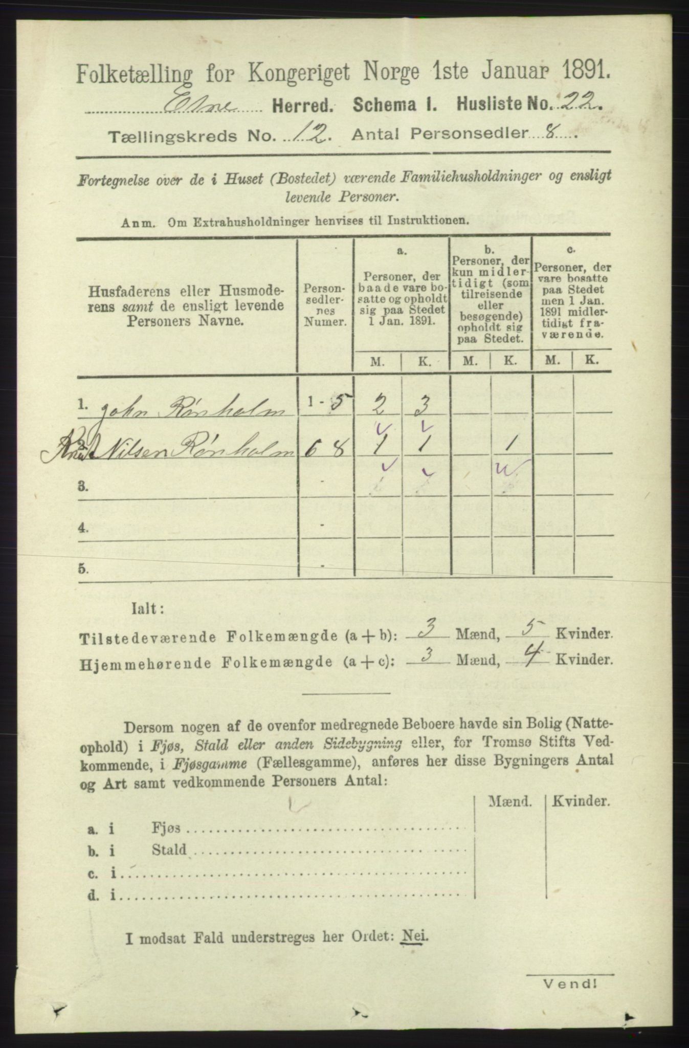 RA, 1891 census for 1211 Etne, 1891, p. 2549