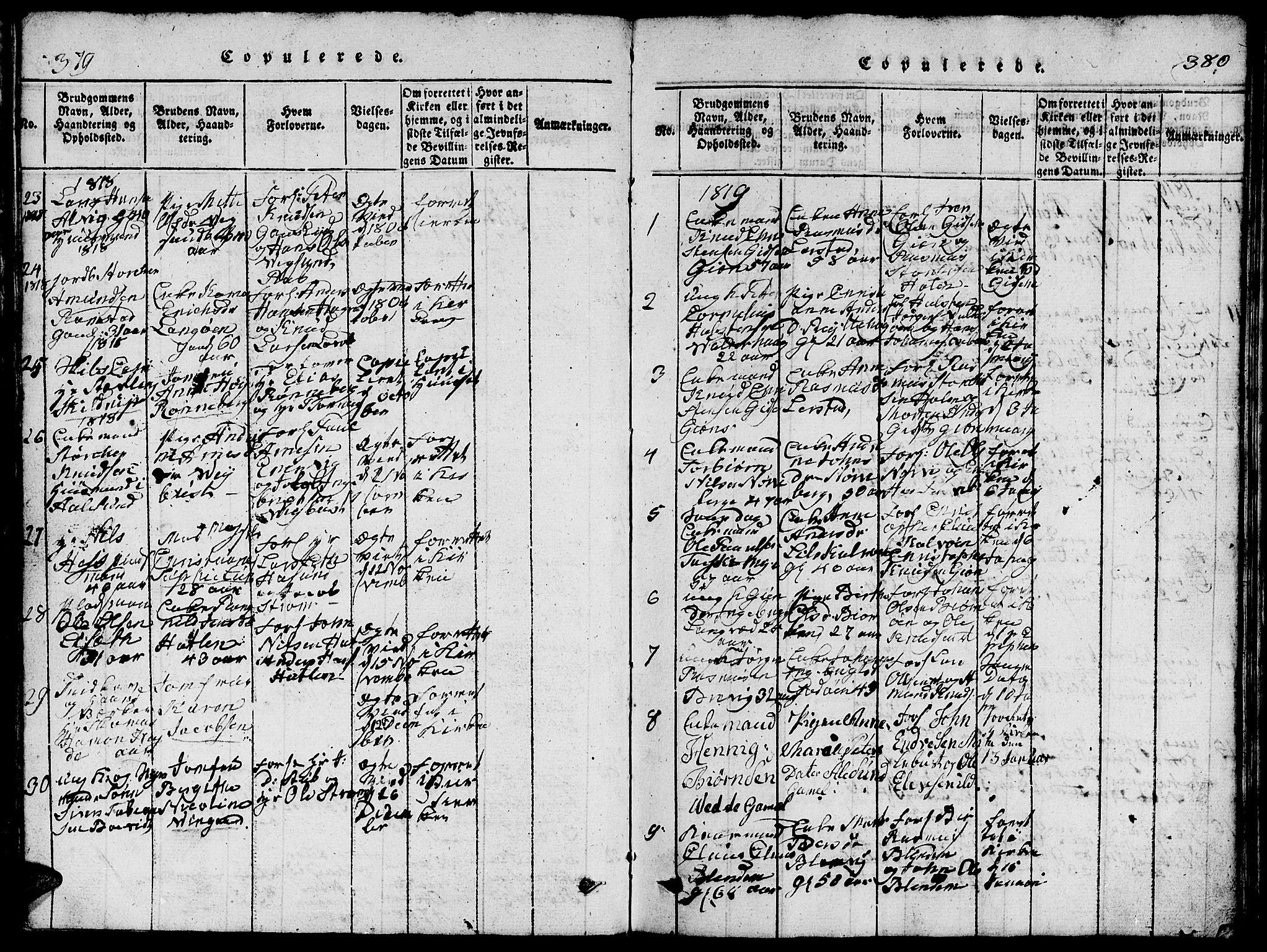 Ministerialprotokoller, klokkerbøker og fødselsregistre - Møre og Romsdal, AV/SAT-A-1454/528/L0423: Parish register (copy) no. 528C04, 1816-1827, p. 379-380