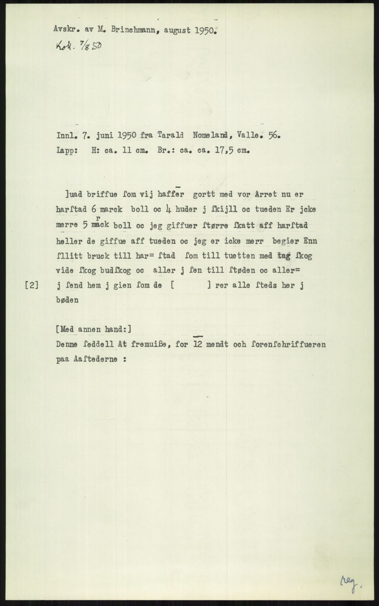 Samlinger til kildeutgivelse, Diplomavskriftsamlingen, AV/RA-EA-4053/H/Ha, p. 2908