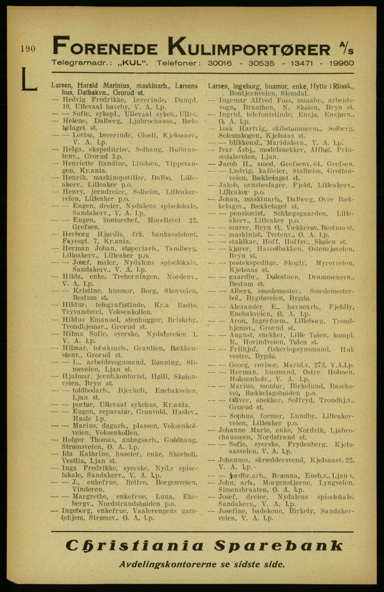 Aker adressebok/adressekalender, PUBL/001/A/002: Akers adressekalender, 1922, p. 190