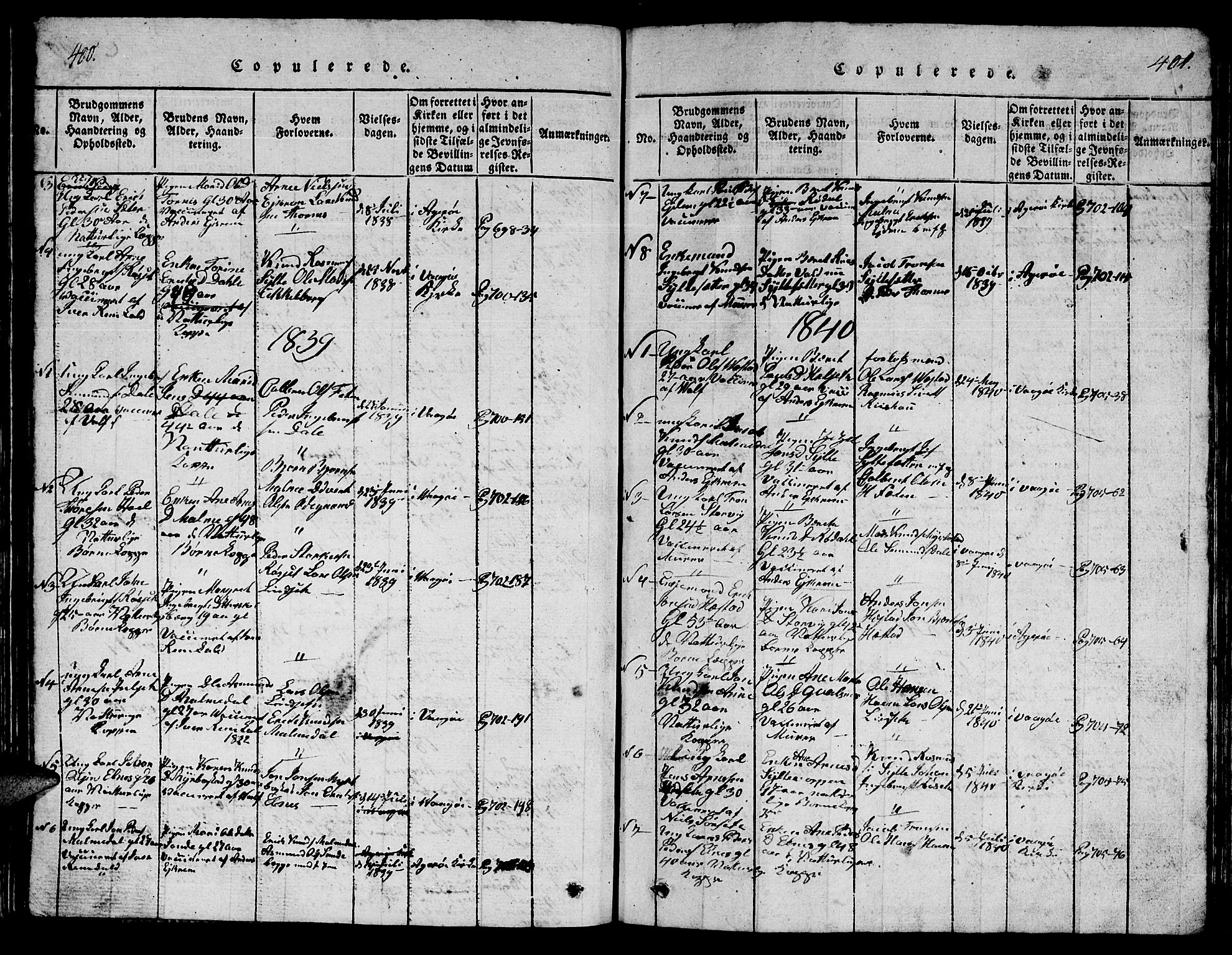 Ministerialprotokoller, klokkerbøker og fødselsregistre - Møre og Romsdal, AV/SAT-A-1454/565/L0752: Parish register (copy) no. 565C01, 1817-1844, p. 400-401