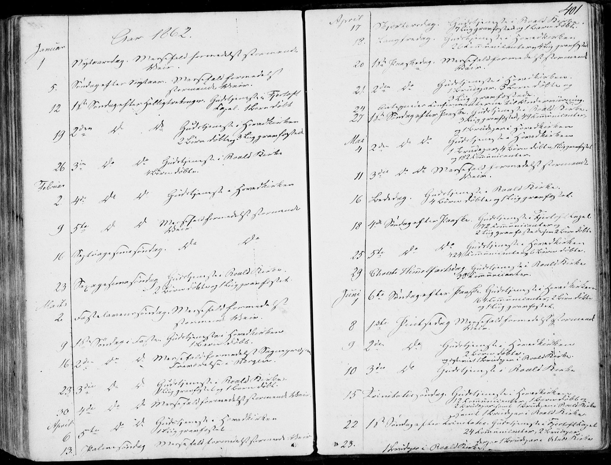 Ministerialprotokoller, klokkerbøker og fødselsregistre - Møre og Romsdal, SAT/A-1454/536/L0497: Parish register (official) no. 536A06, 1845-1865, p. 401