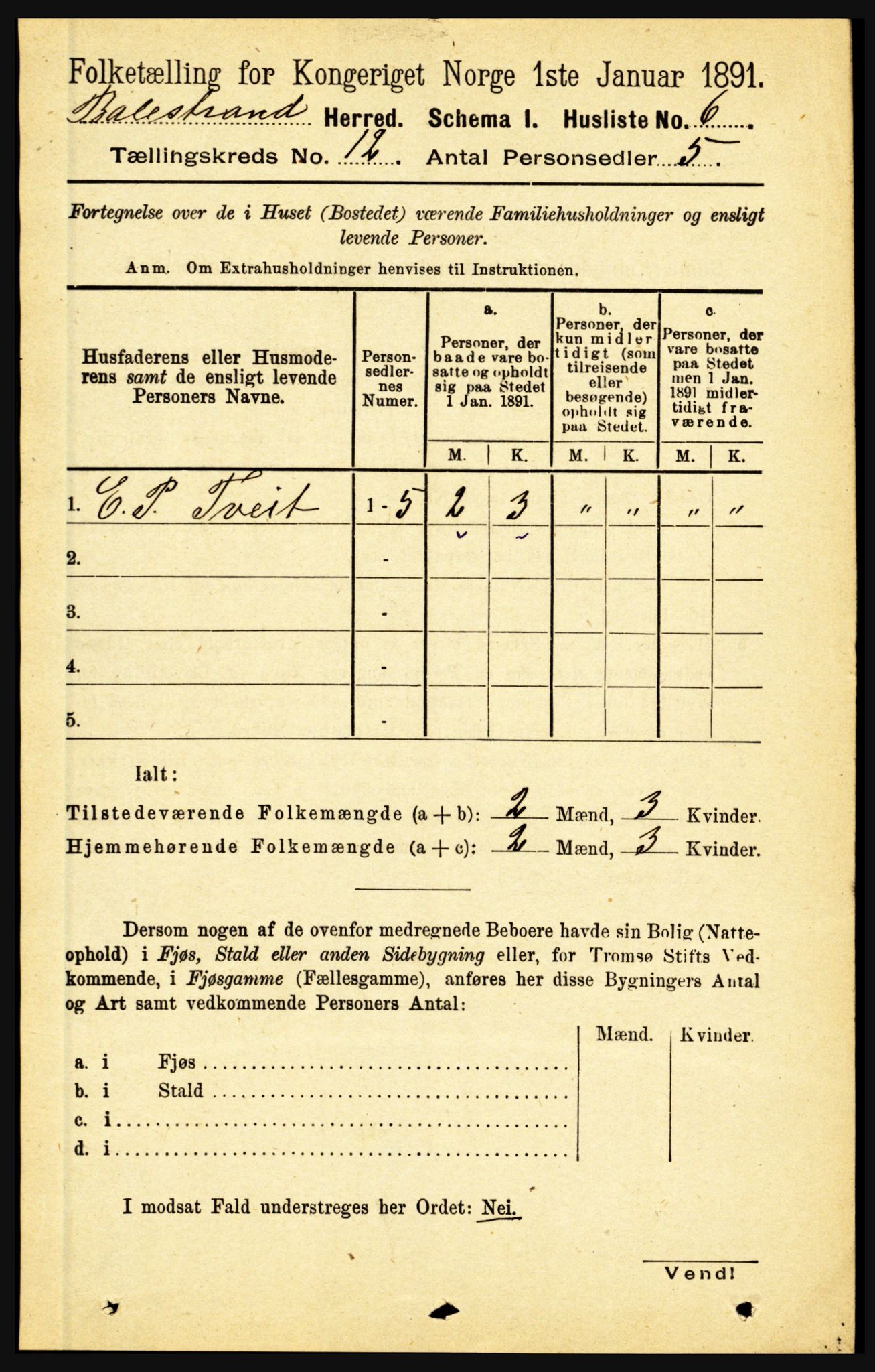 RA, 1891 census for 1418 Balestrand, 1891, p. 2778