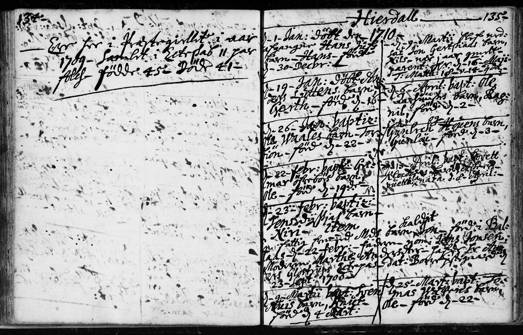 Hjartdal kirkebøker, SAKO/A-270/F/Fa/L0001: Parish register (official) no. I 1, 1685-1714, p. 134-135