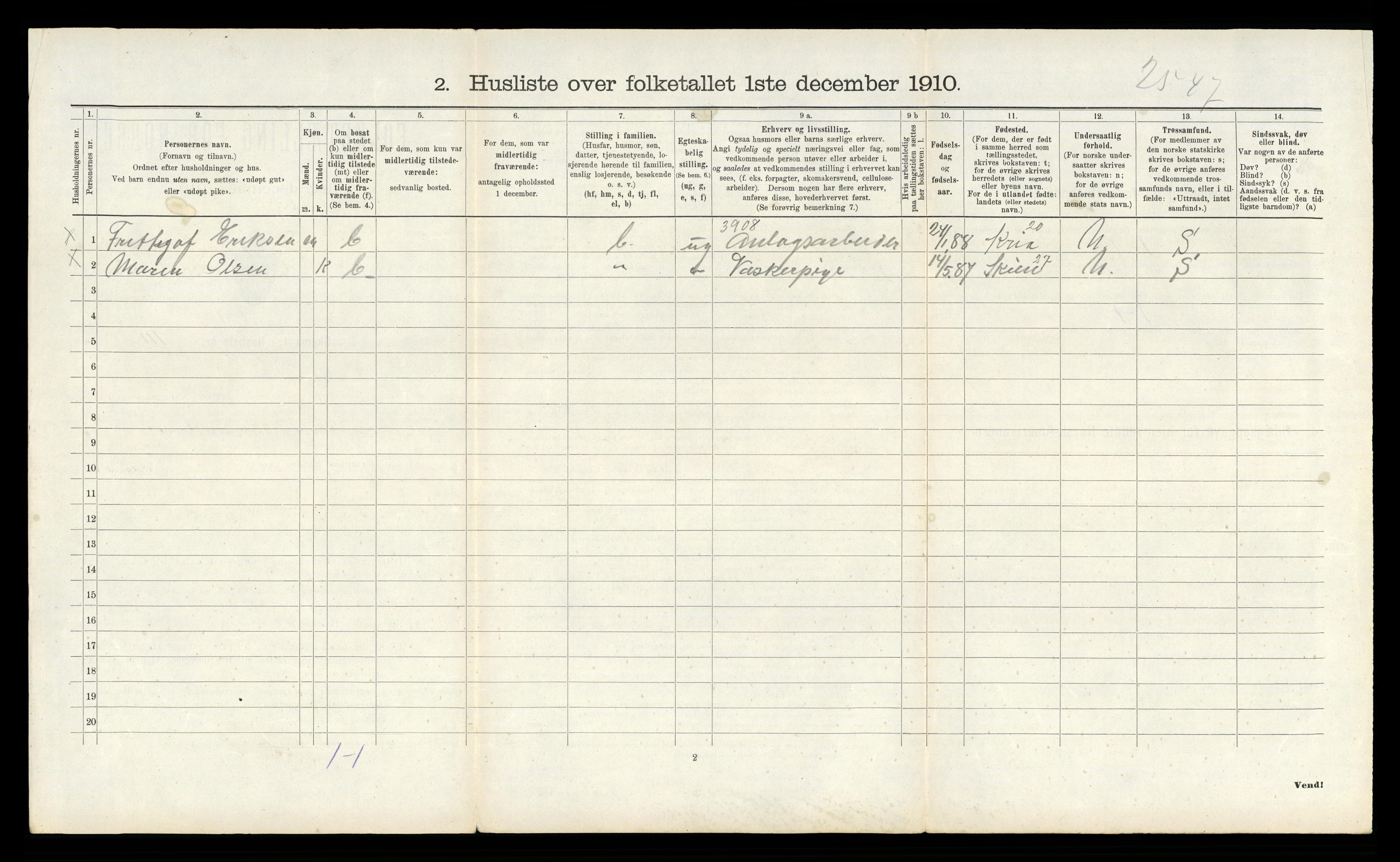 RA, 1910 census for Tinn, 1910, p. 1210