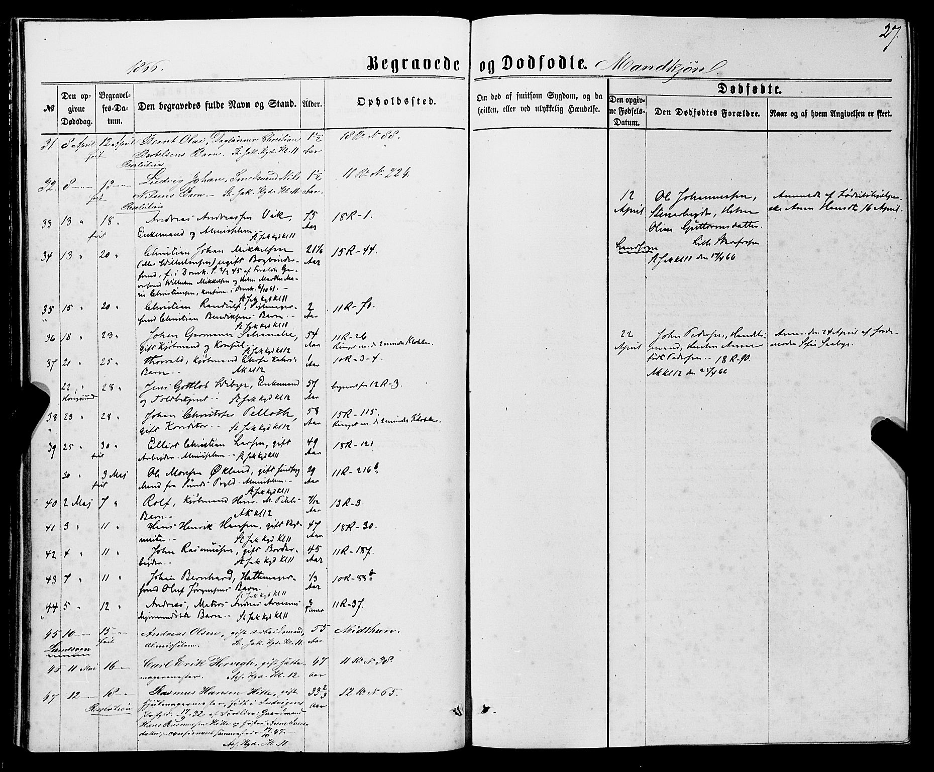 Domkirken sokneprestembete, AV/SAB-A-74801/H/Haa/L0042: Parish register (official) no. E 3, 1863-1876, p. 27